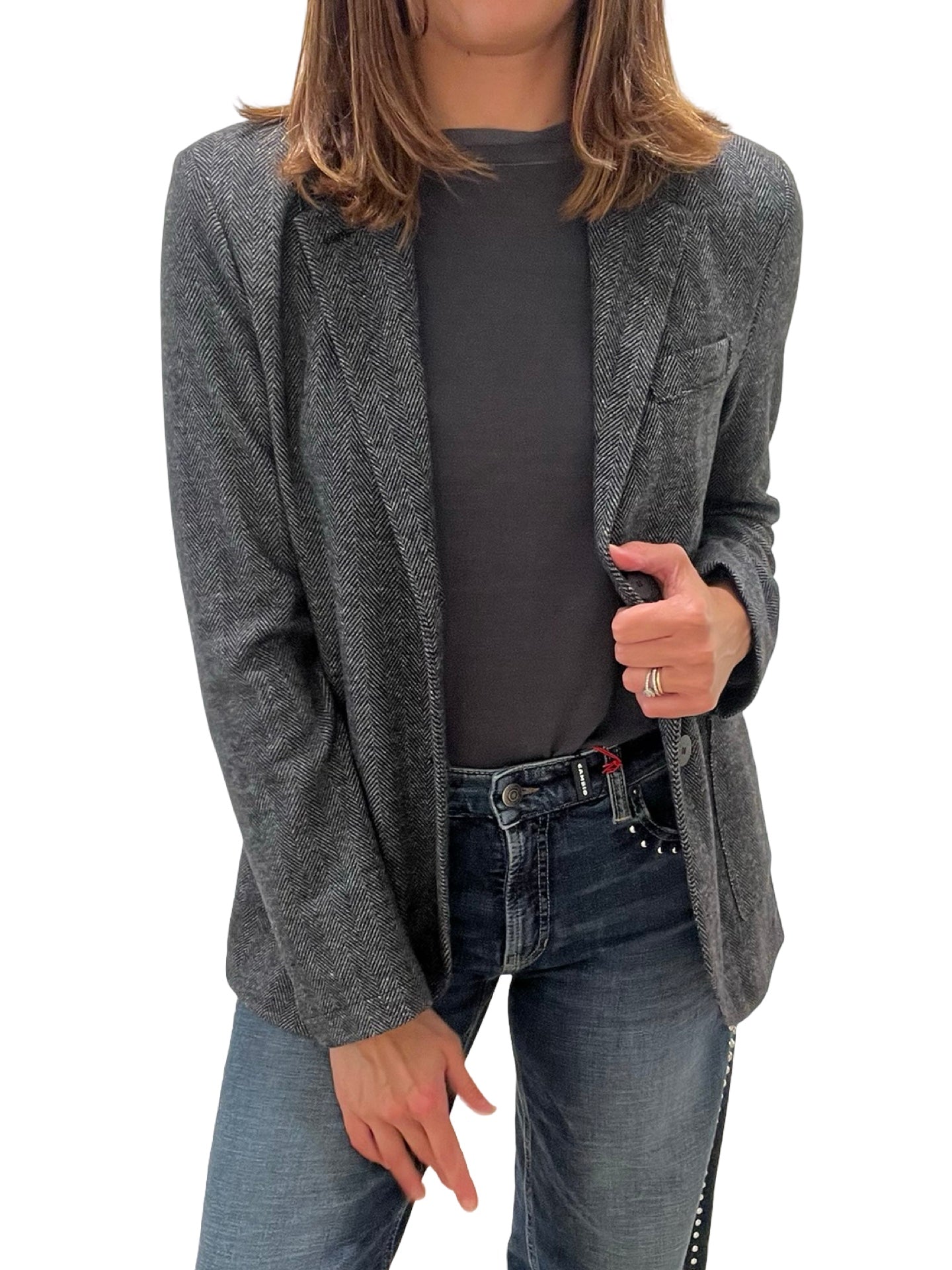 Blazer Harris Wharf London De Espigas Gris y Negra