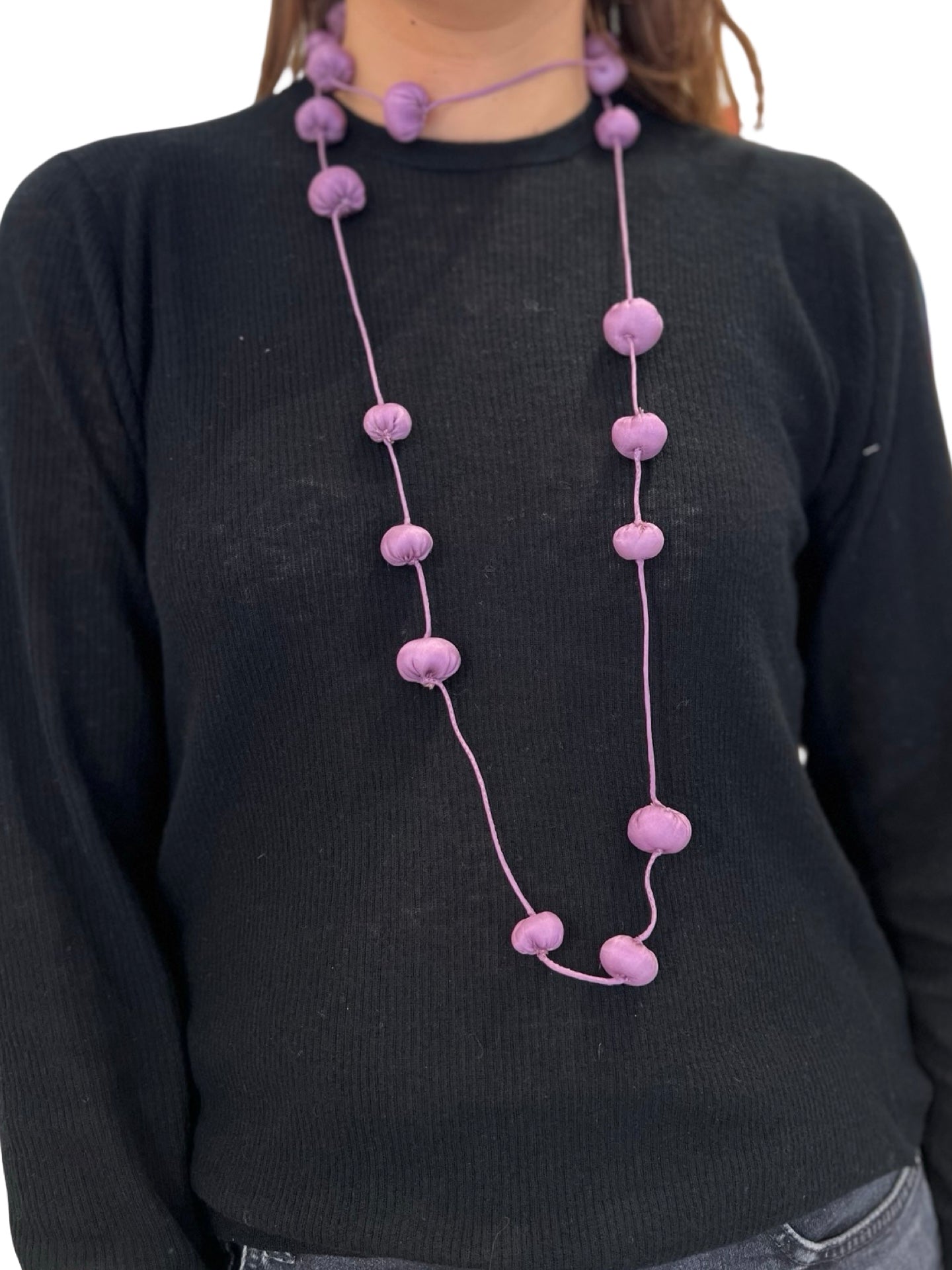 Collana Il Baco Da Seta Palline di seta bozzolo lilla