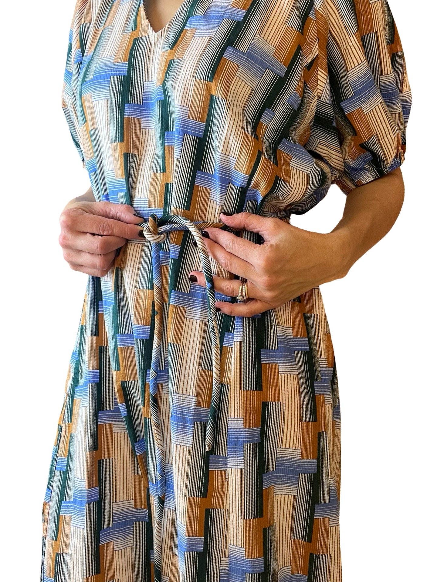 Vestido Mapoésie Estampado Geométrico C.Pico