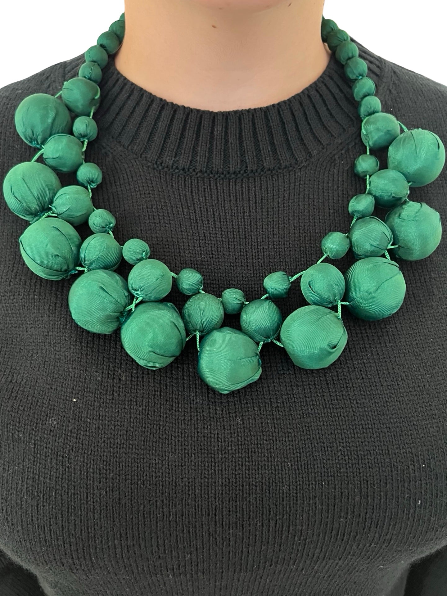 Collana Il Baco Da Seta Palle di seta chefren verde bottiglia