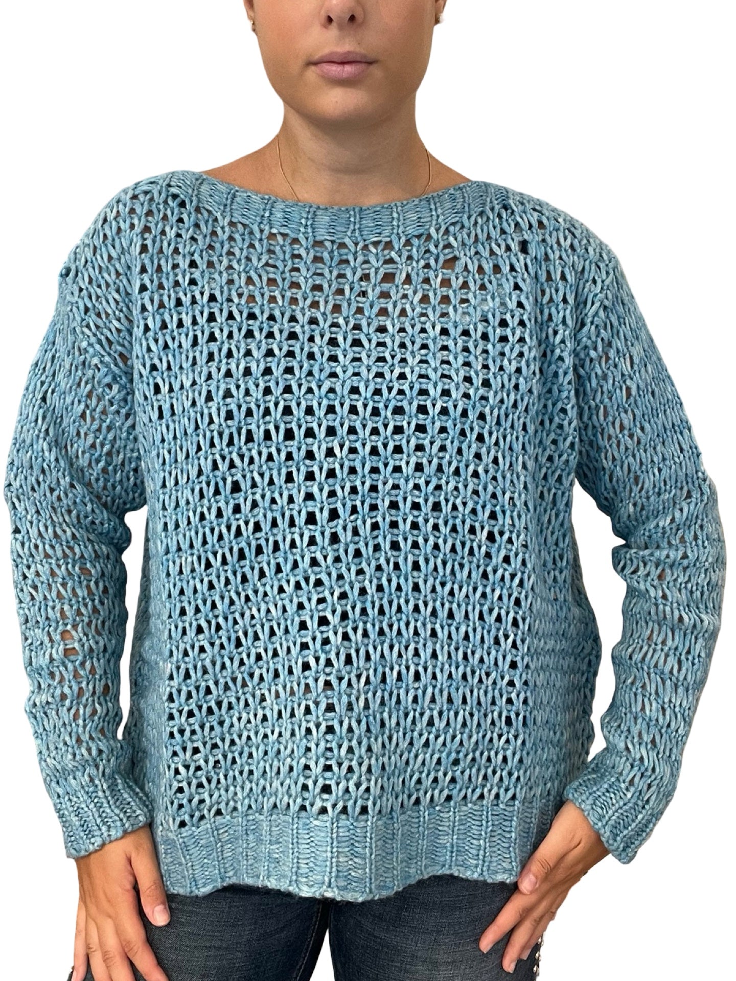 Aqua Openwork Floor Jersey