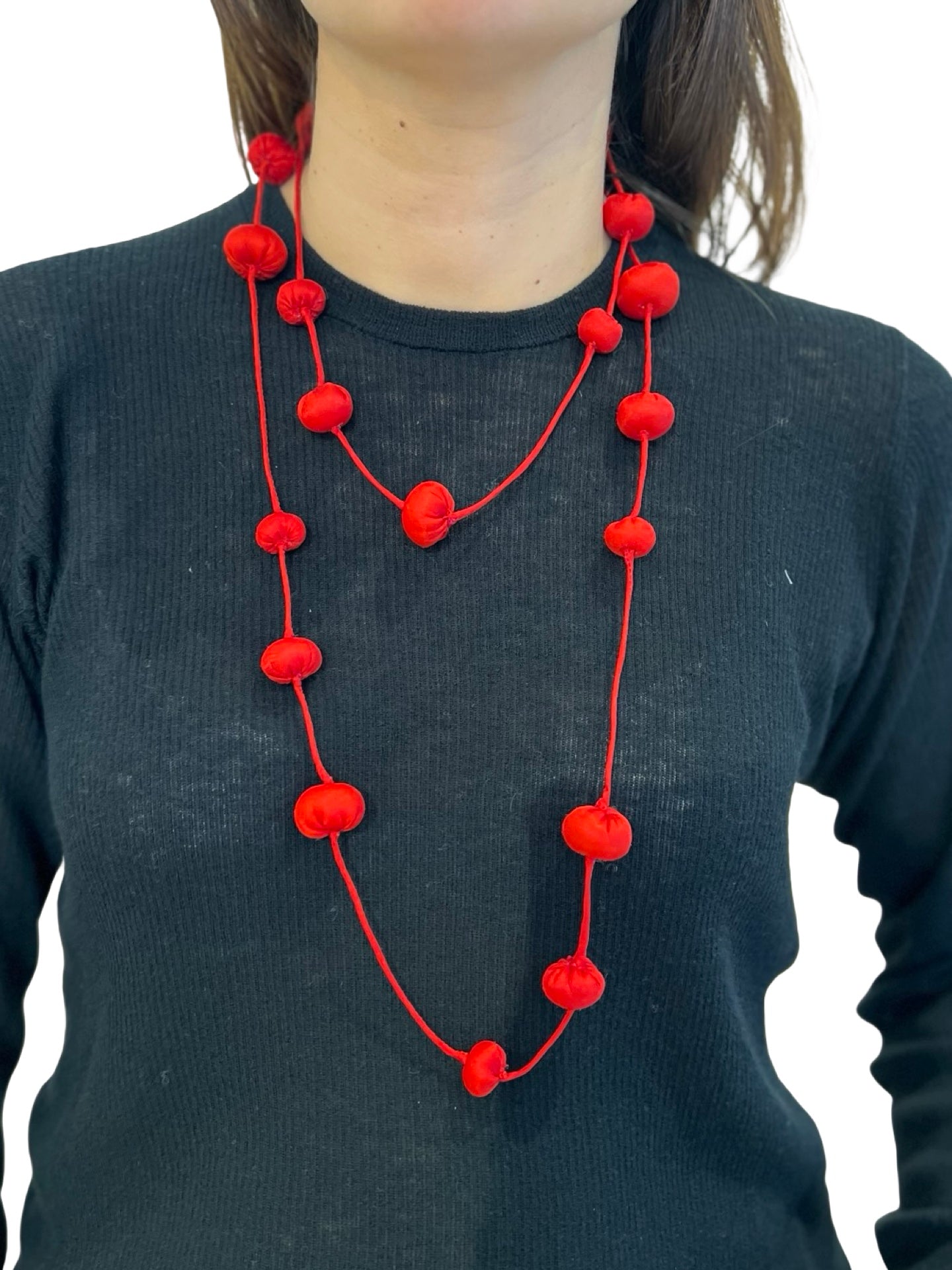 Collar Il Baco Da Seta Bolas De Seda Cocoon Rojo