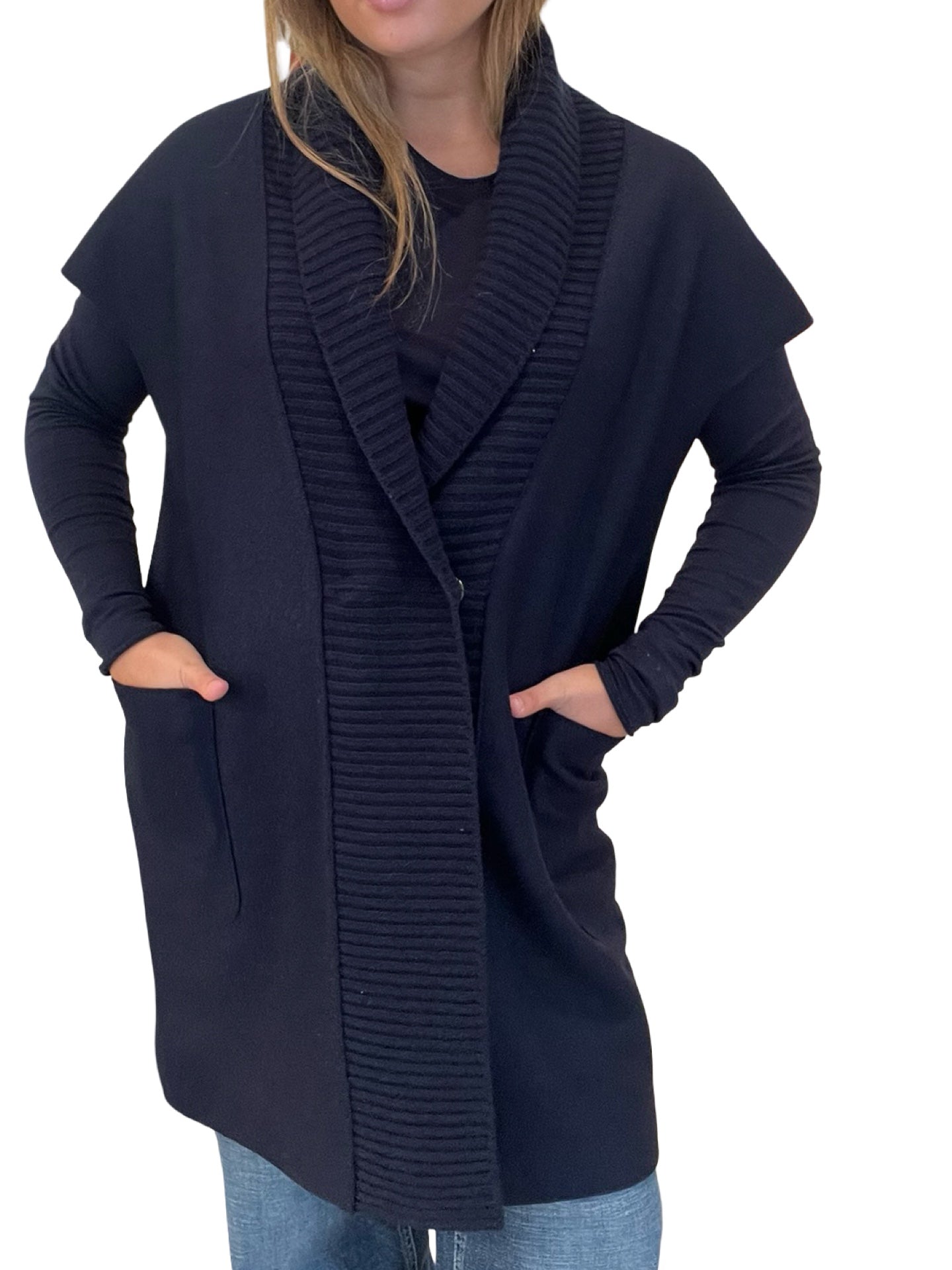 Gilet con colletto in maglia Rosso35