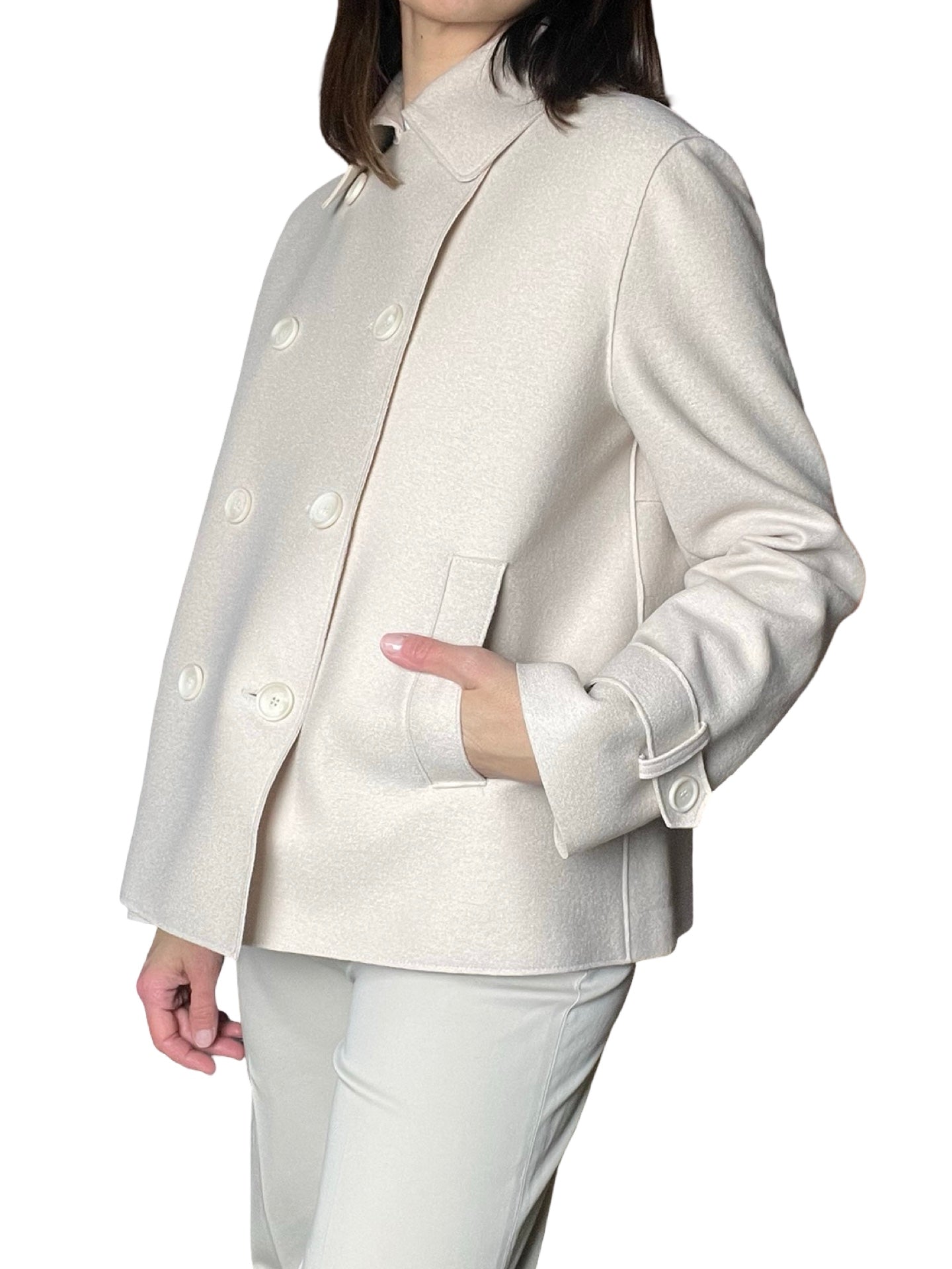 Giacca color crema di lana Trench Harris Wharf London