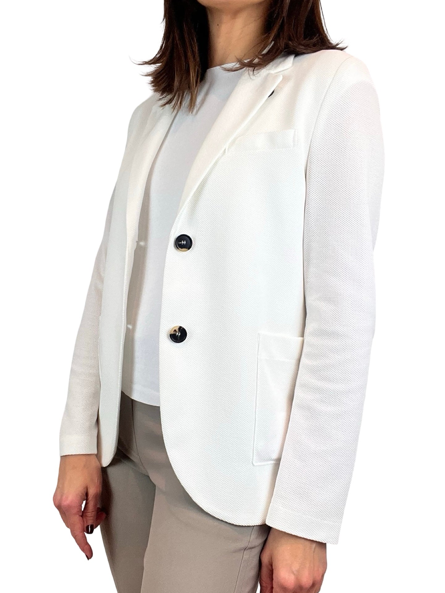 Harris Wharf London Stand Up Honeycomb White Blazer