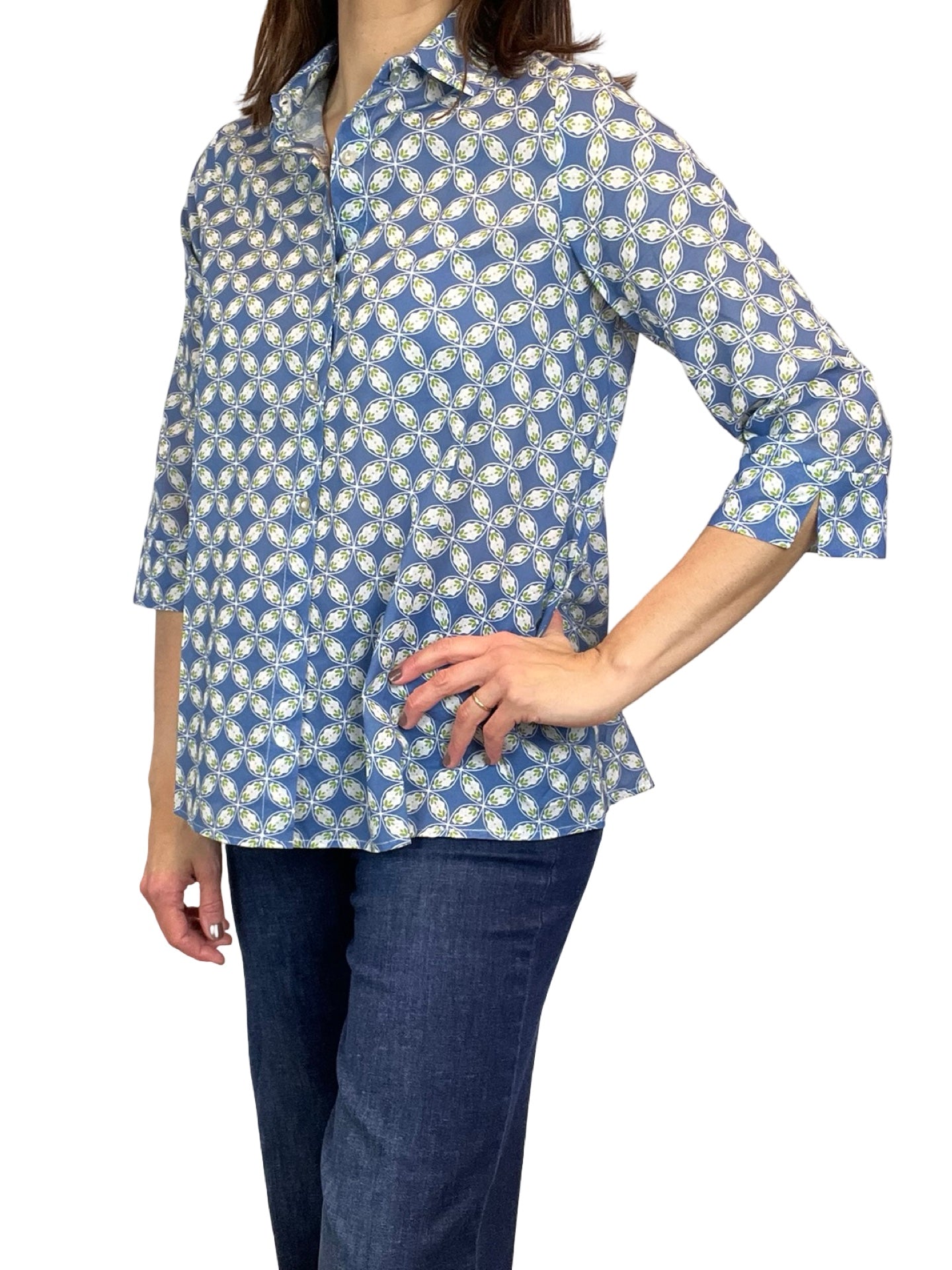 Camisa Monika Varga Flor Azul