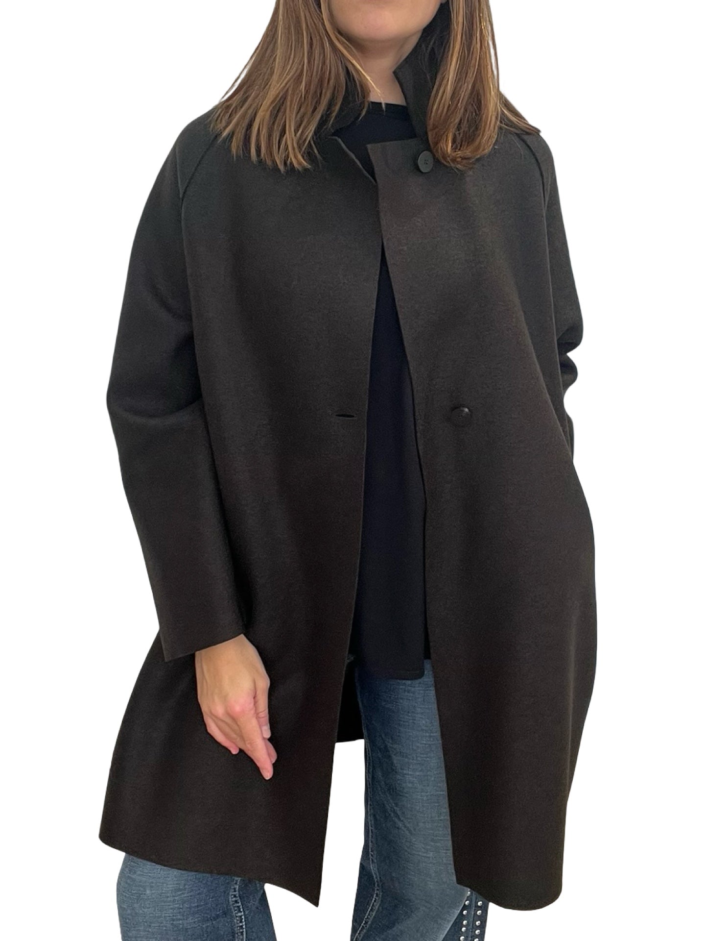 Cappotto a mantella marrone dritto Harris Wharf London