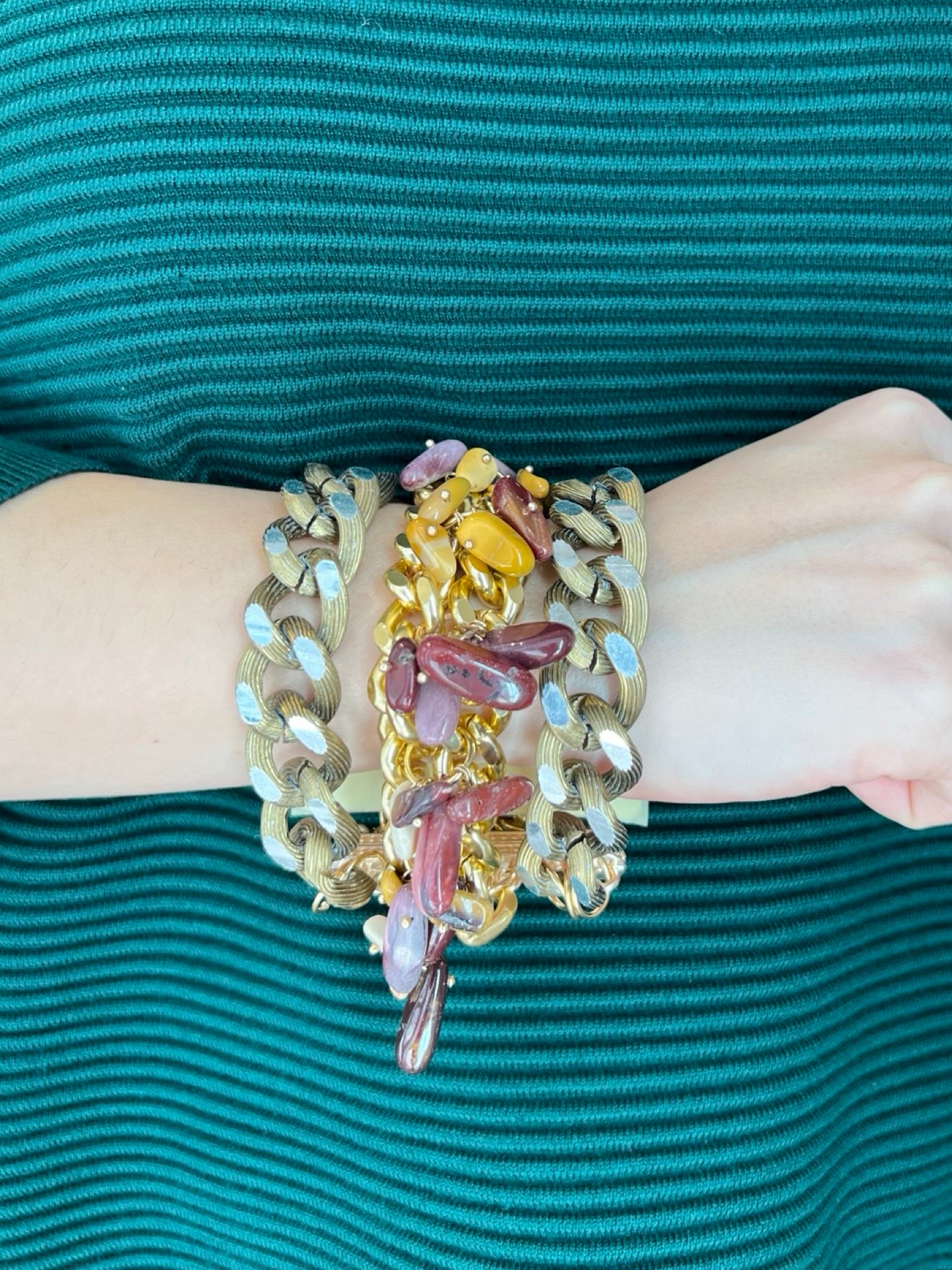 Bracelet Il Baco Da Seta Wide Links Stones Bordeaux