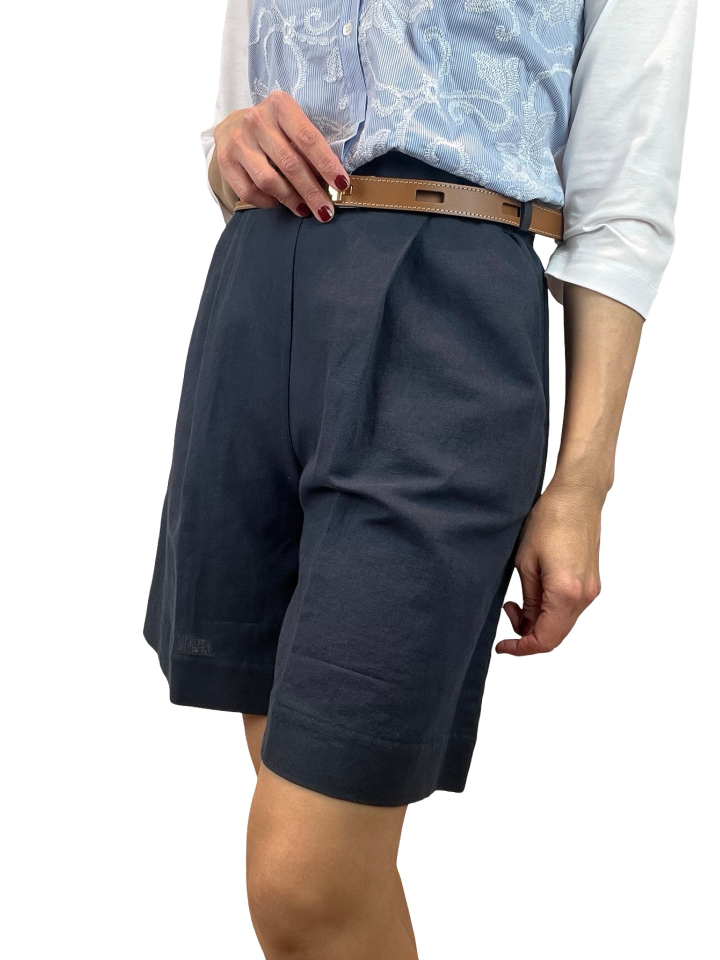 Whyci Milano Pantaloncini in lino tinta unita