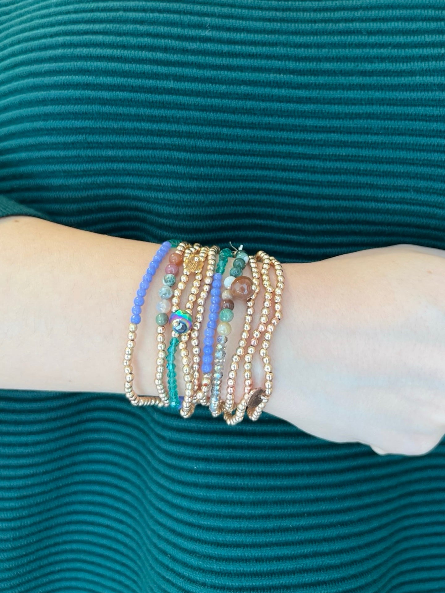 Pulsera Il Baco Da Seta Vueltas Bolitas Azul