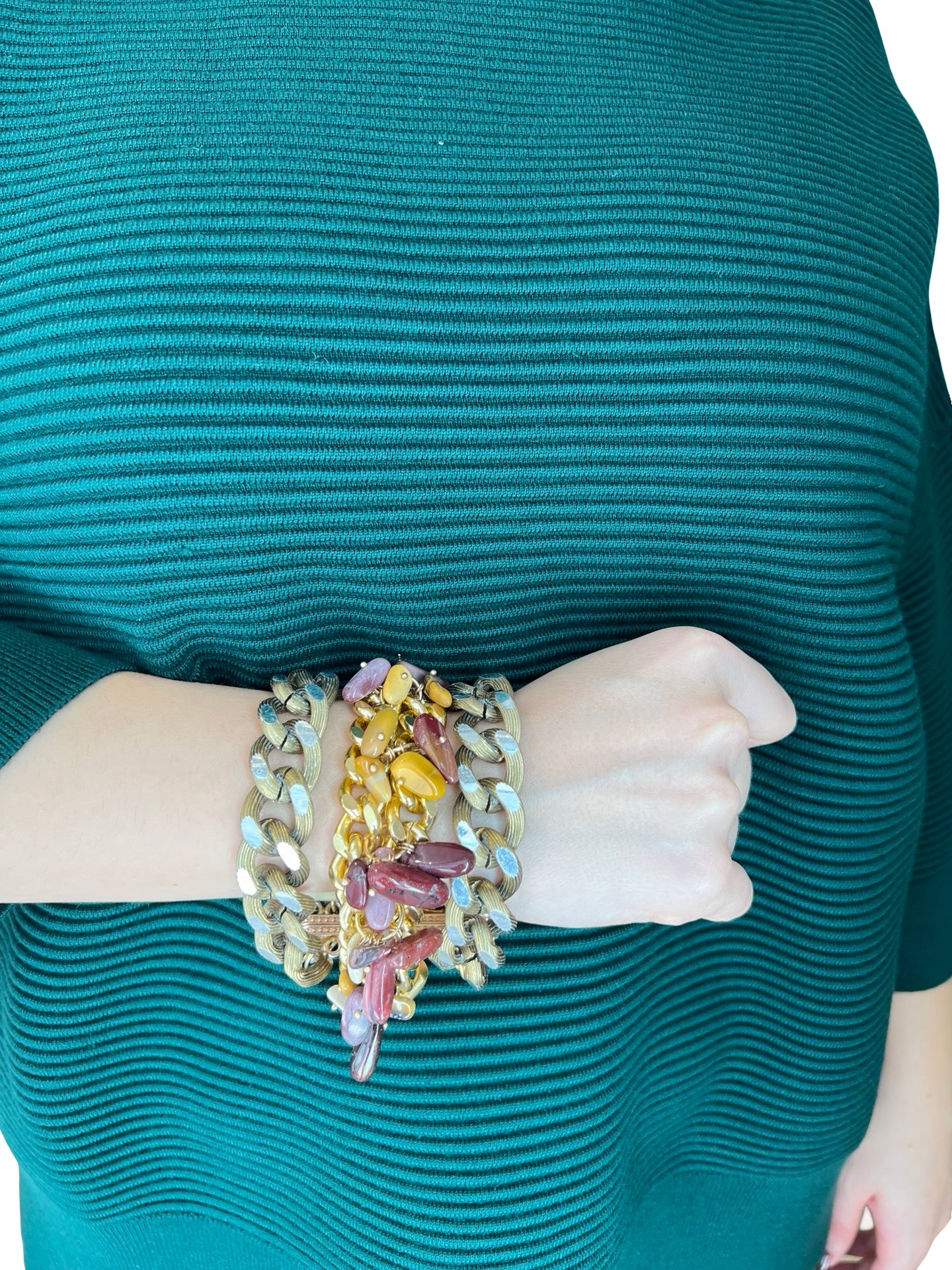 Bracelet Il Baco Da Seta Wide Links Stones Bordeaux