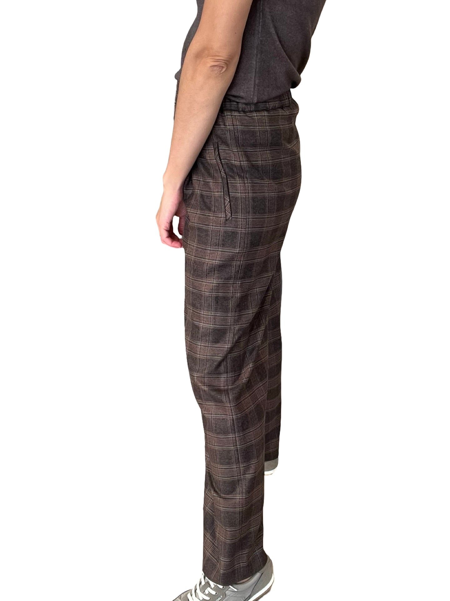 Pantaloni Agoefil a quadri marroni con pinces