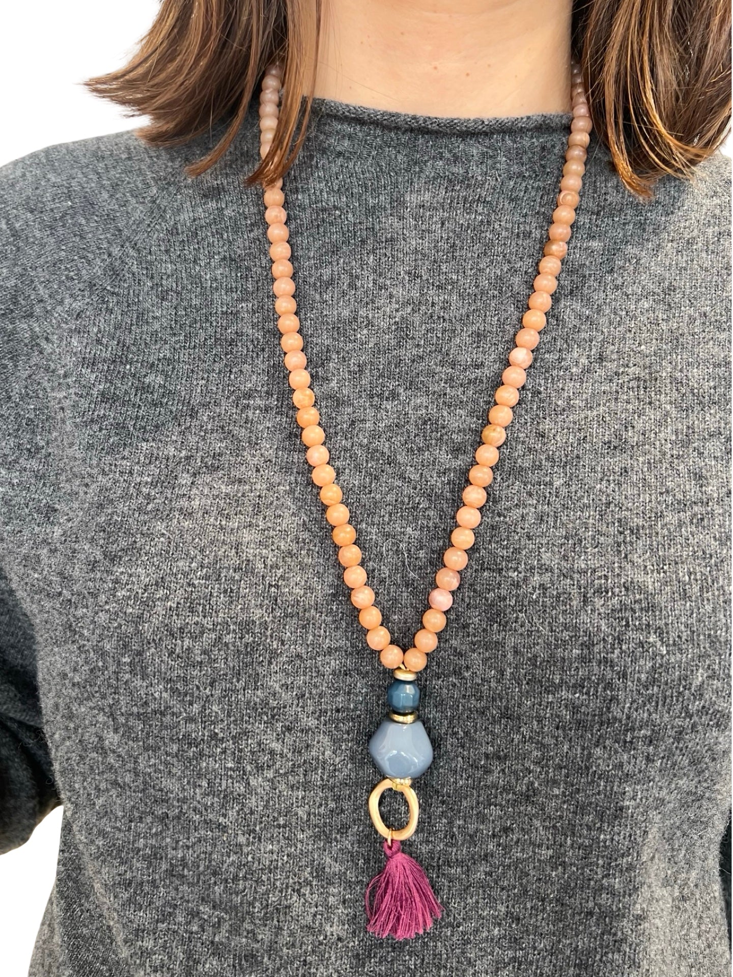 Collar Il Baco Da Seta Bolas Flecos Petroleo