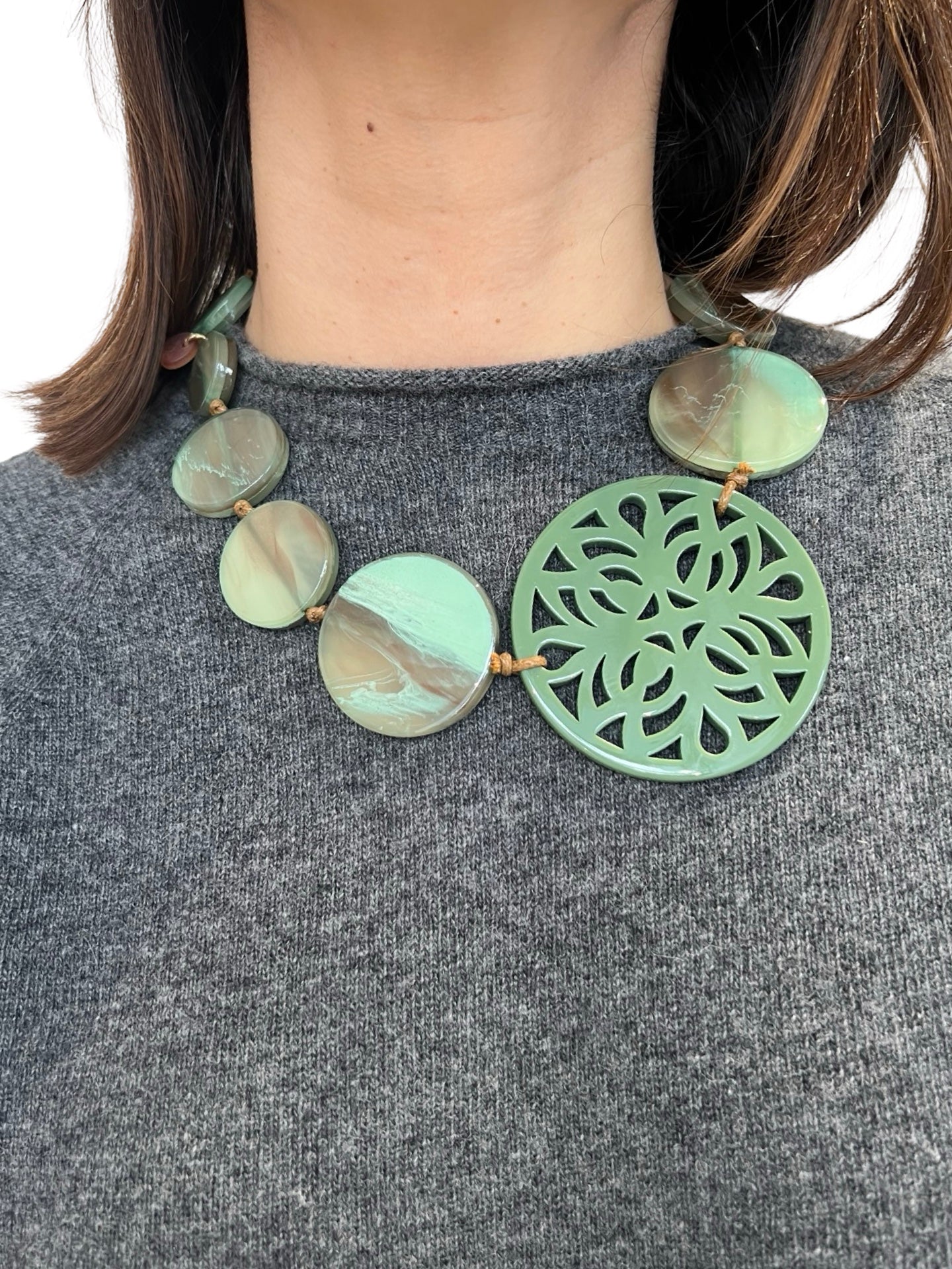 Collar Il Baco Da Seta Medallon Verde