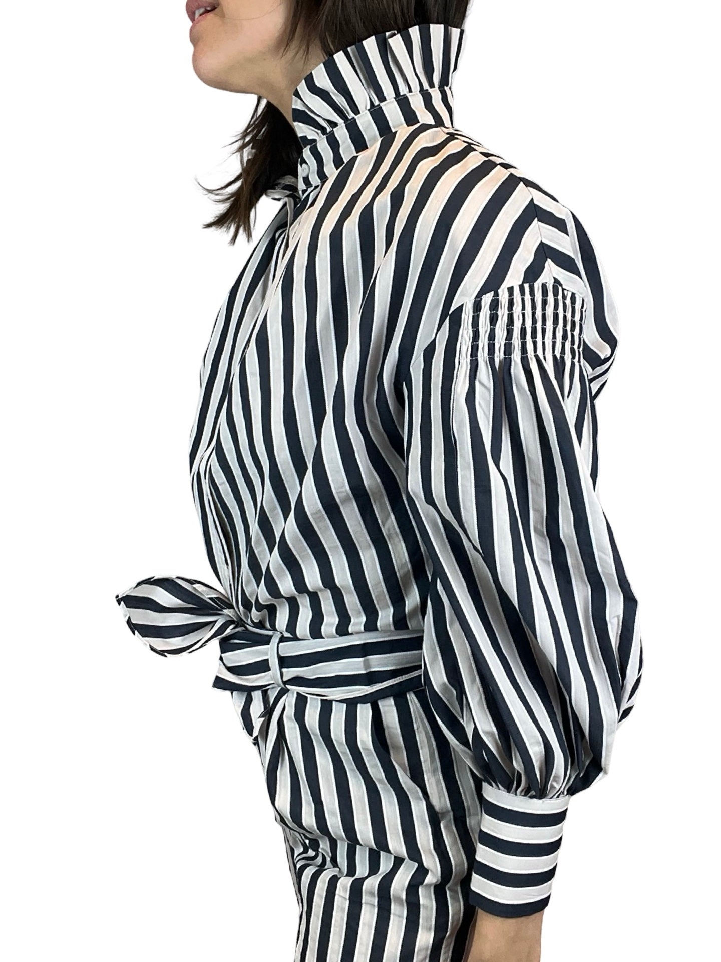 Camisa Paisie Rayas Cuello Plisado