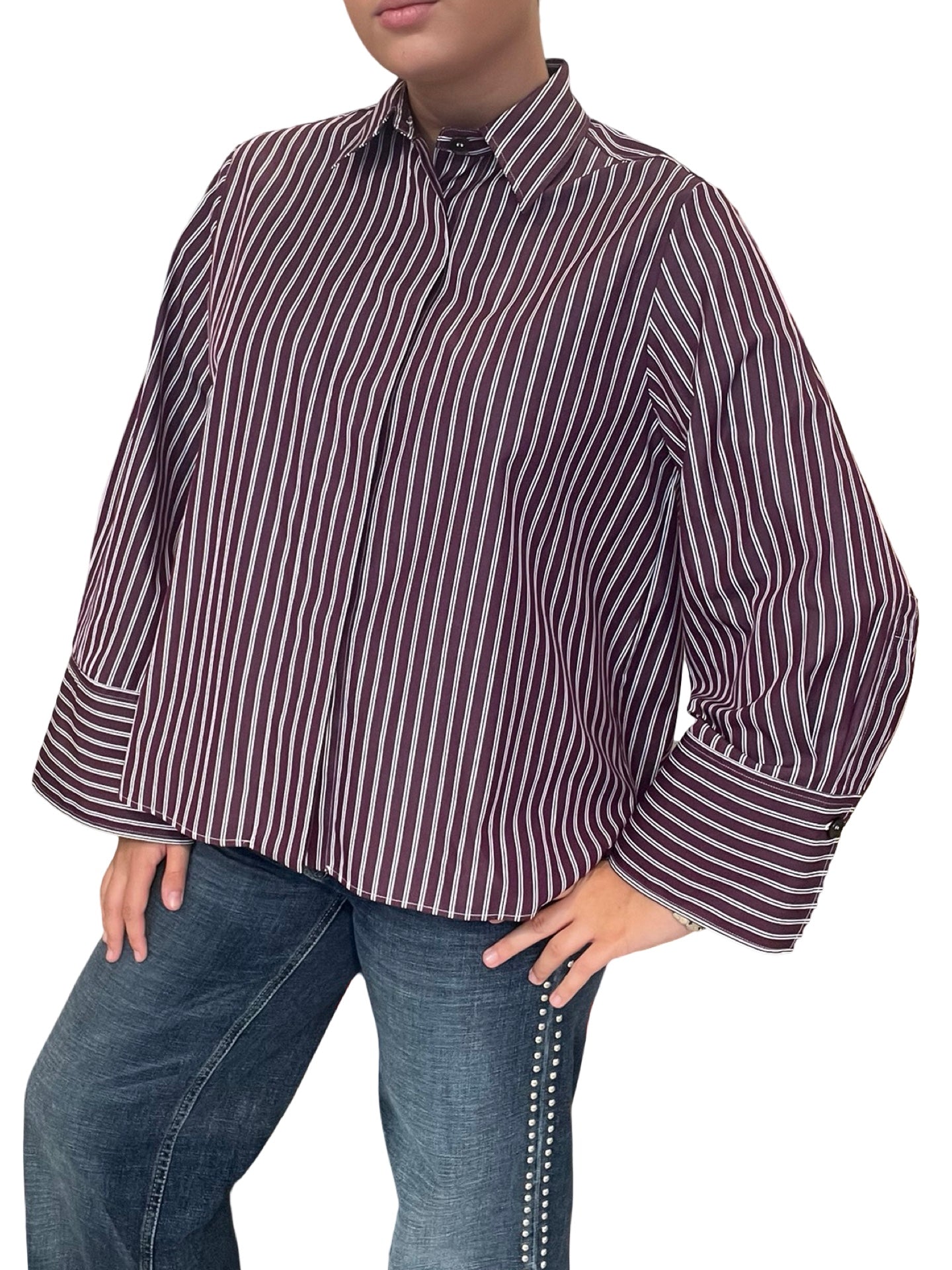 Chemise Academy à double rayures avec larges poignets