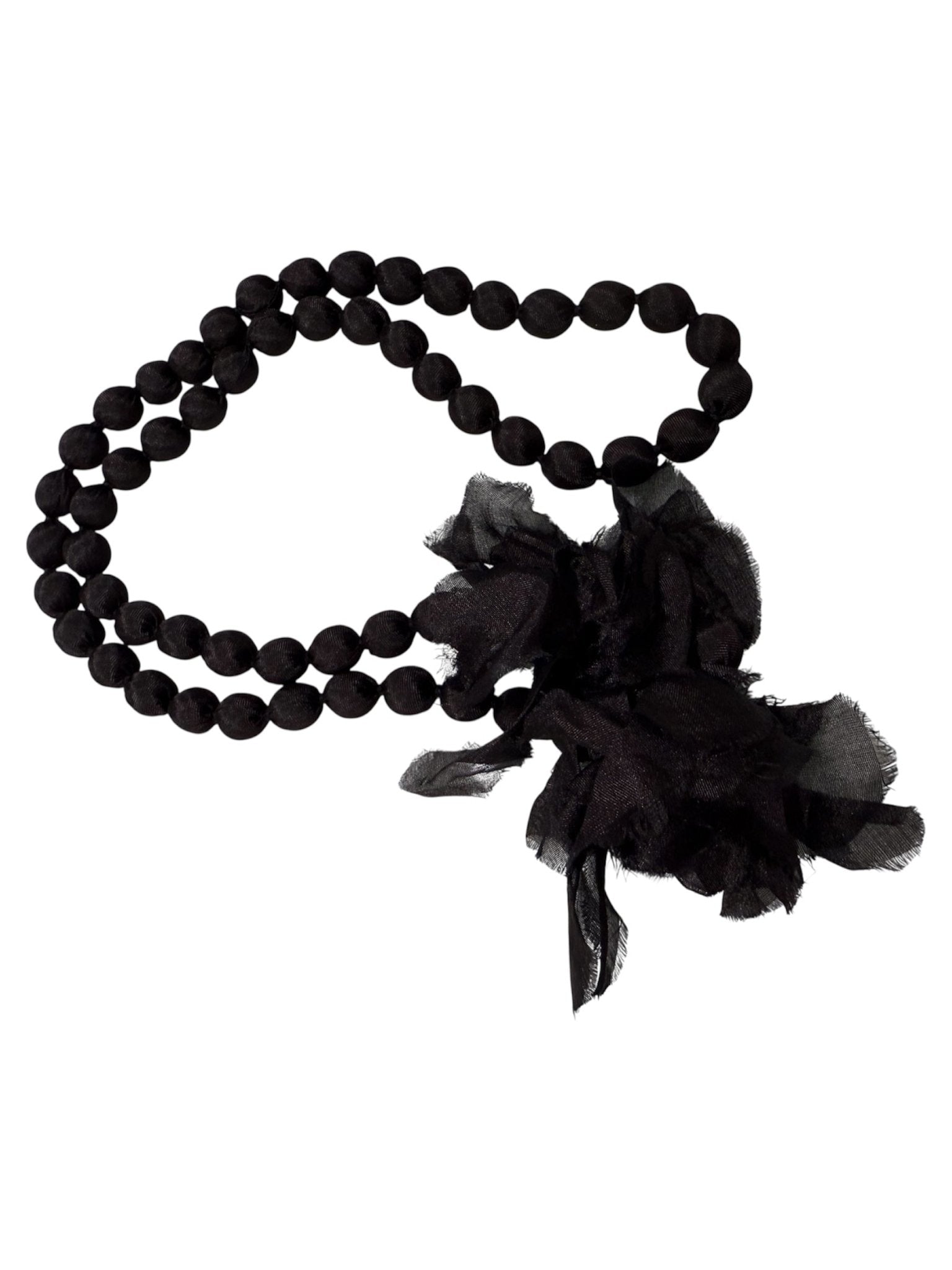 Collana Il Baco Da Seta Palline di seta Doan Flower Nero