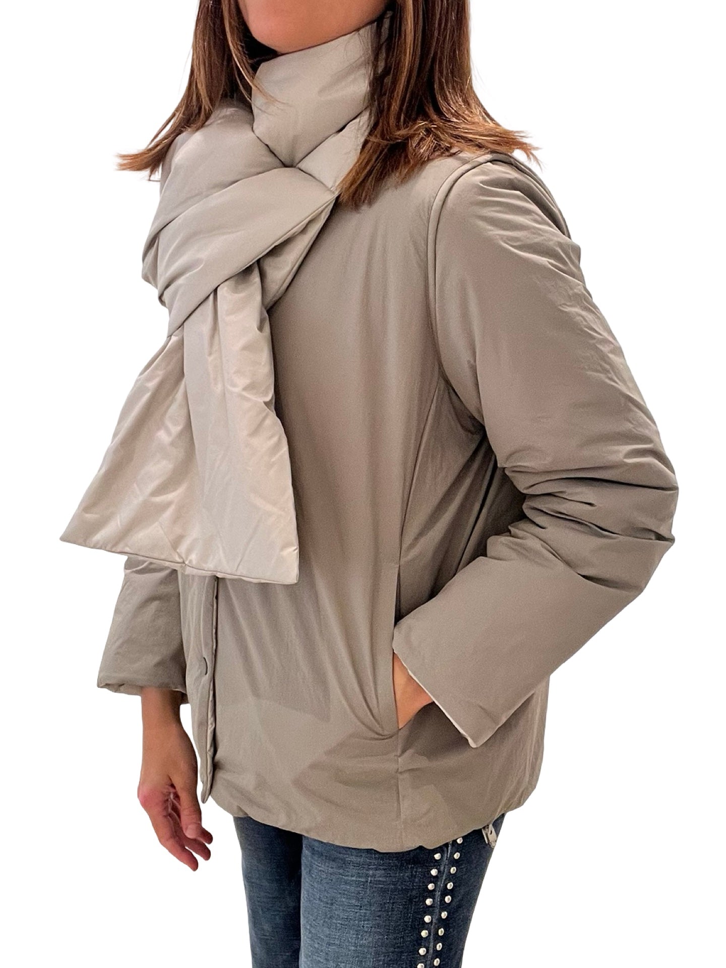 Chaqueta Ecoalf Plumas Bufanda Topo Reversible