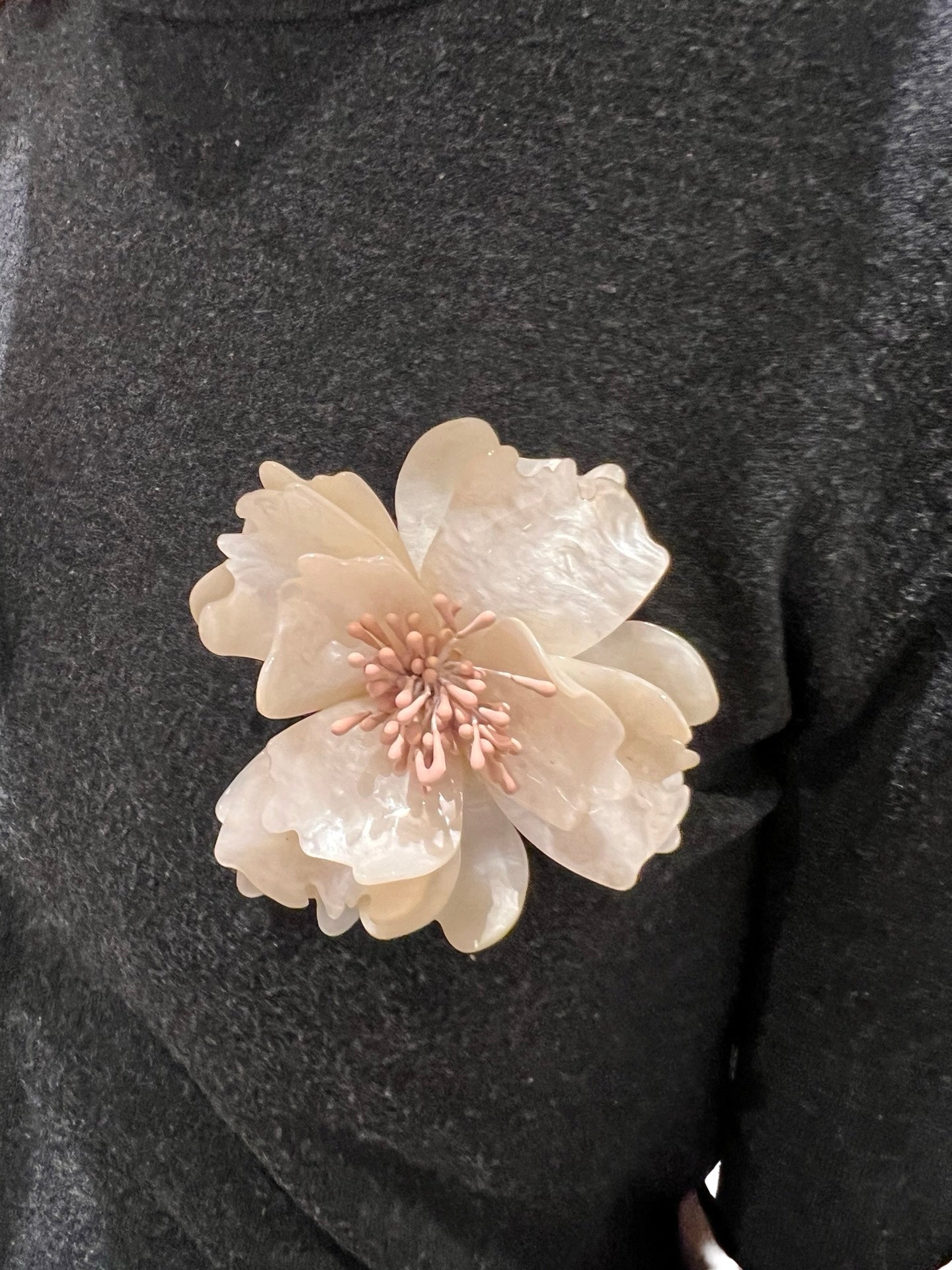 Broche Il Baco Da Seta Flor Resina Blanco