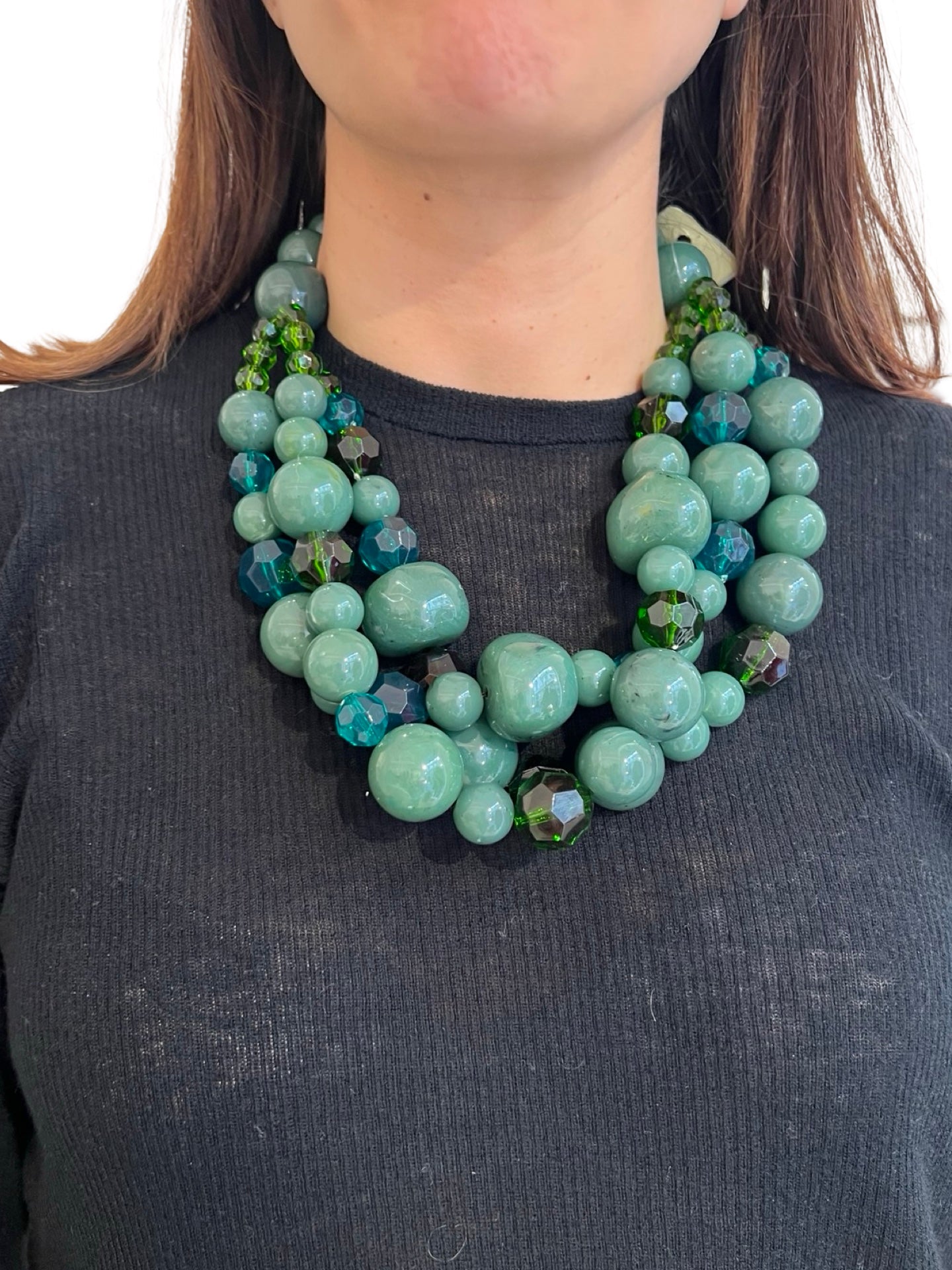 Fabrizio Marcantelli Necklace Alternating Balls 3 Green Strips