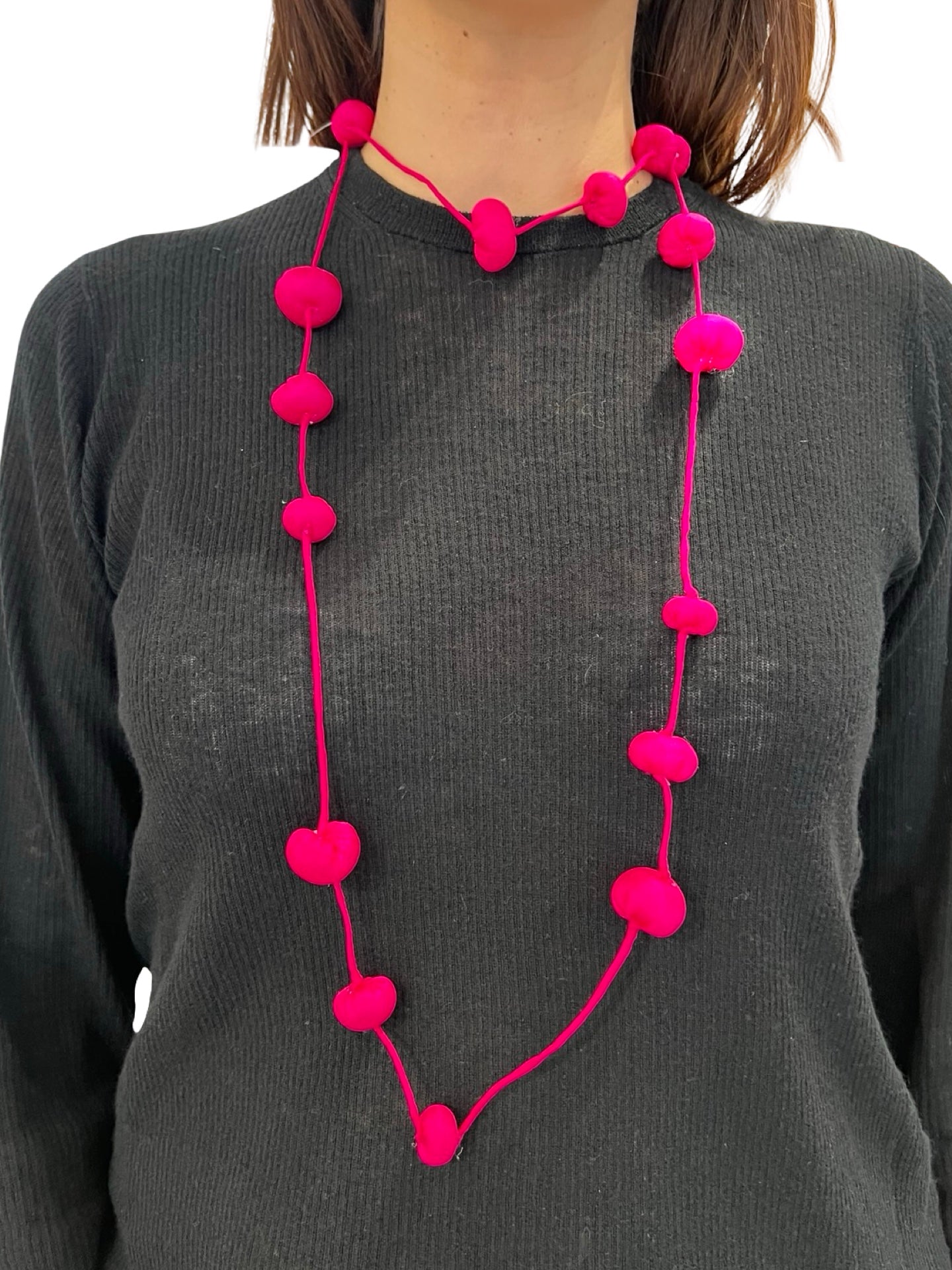 Collana Il Baco Da Seta Palline di seta bozzolo fucsia