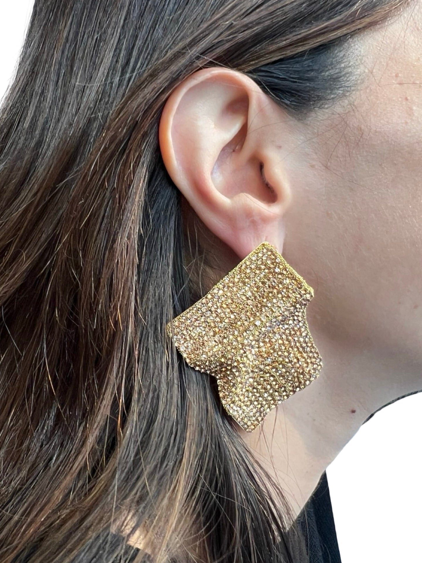 Earrings Il Baco Da Seta Golden Shiny Rhombus