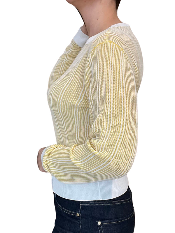 Scaglione Sweater White and Yellow Stripe