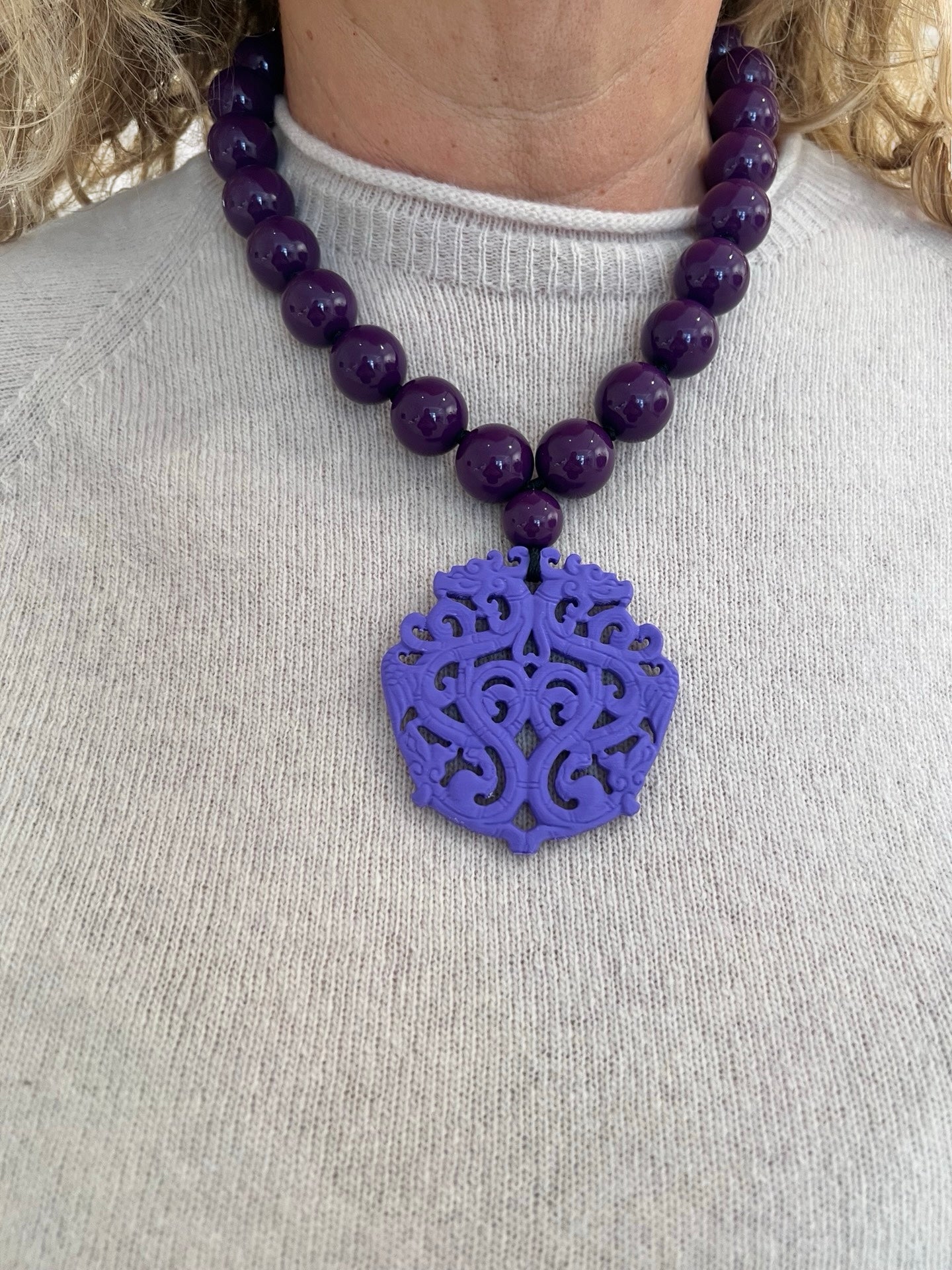 Fabrizio Marcantelli Short Purple Medallion Necklace