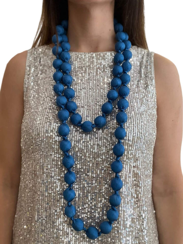 Collar il Baco Da Seta Maxi Bolas Seda Azul Pitufo