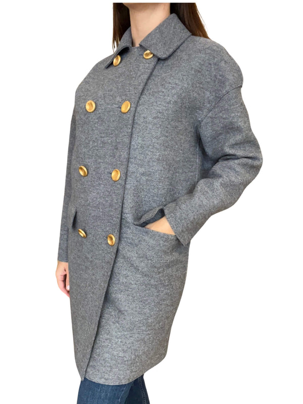 Harris Wharf London Coat with Golden Buttons Gray