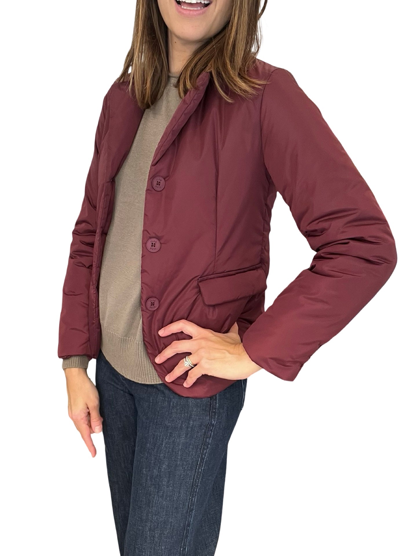 Giacca Vlab Tasche Colletto Della Camicia Bordeaux