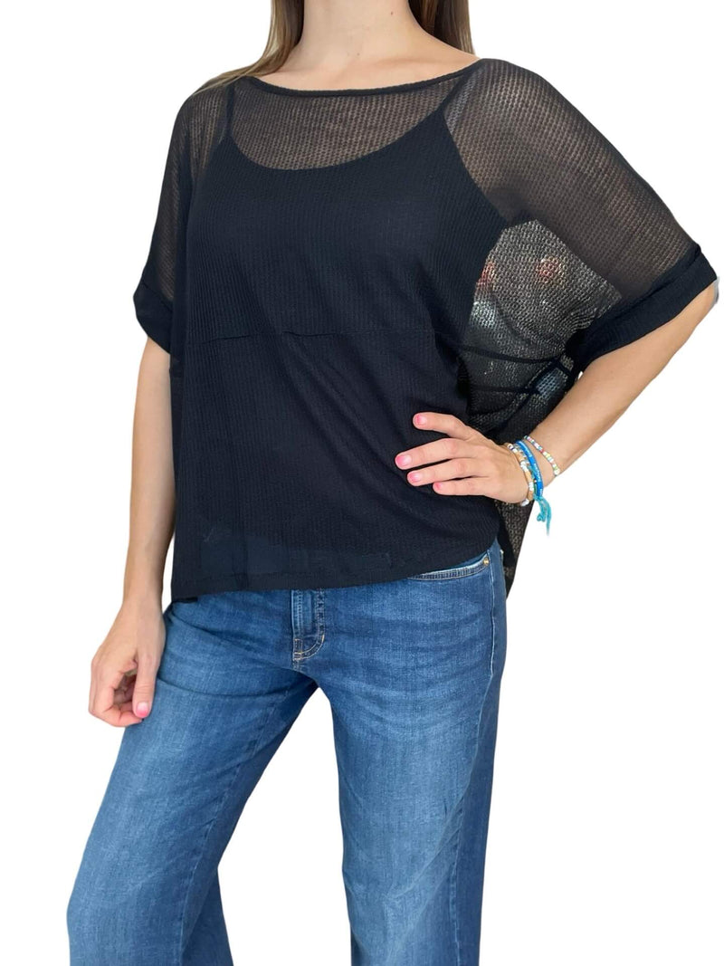 Majestic Openwork Top T-shirt