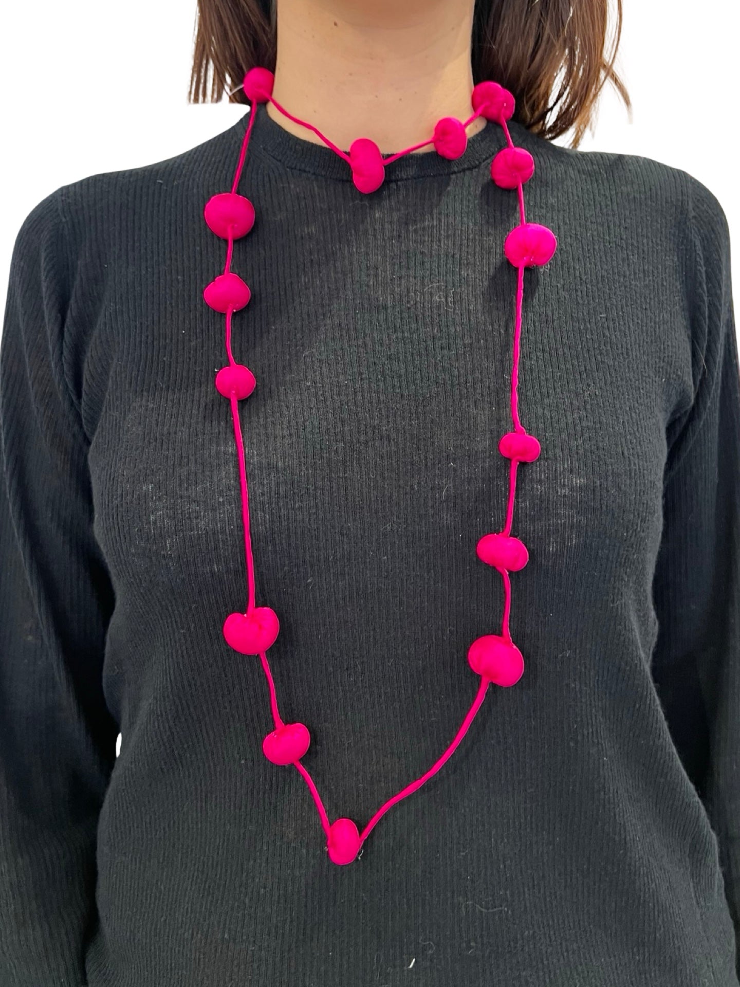 Collana Il Baco Da Seta Palline di seta bozzolo fucsia