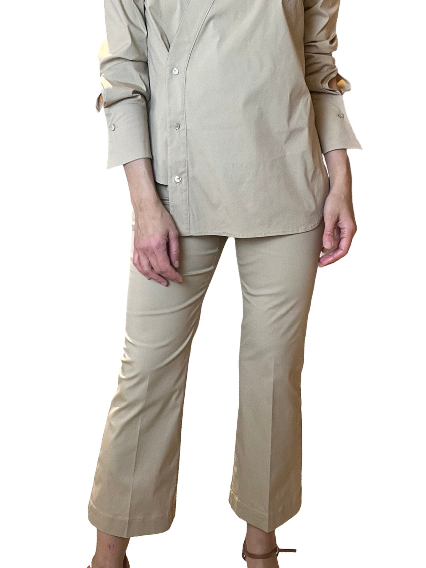 Pantalon évasé léger en popeline Conti