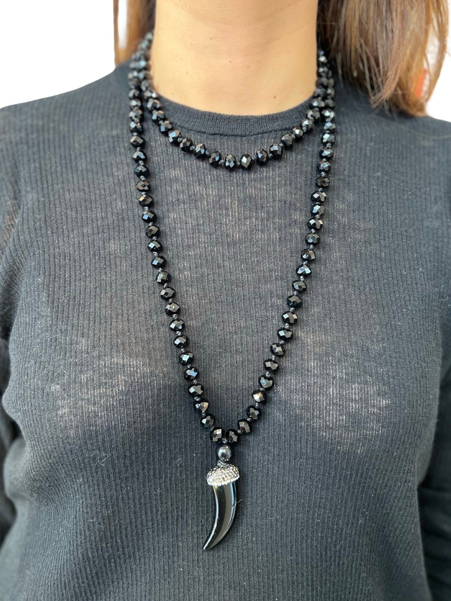 Collar Fabrizio Marcantelli Perlitas Cuerno Negro