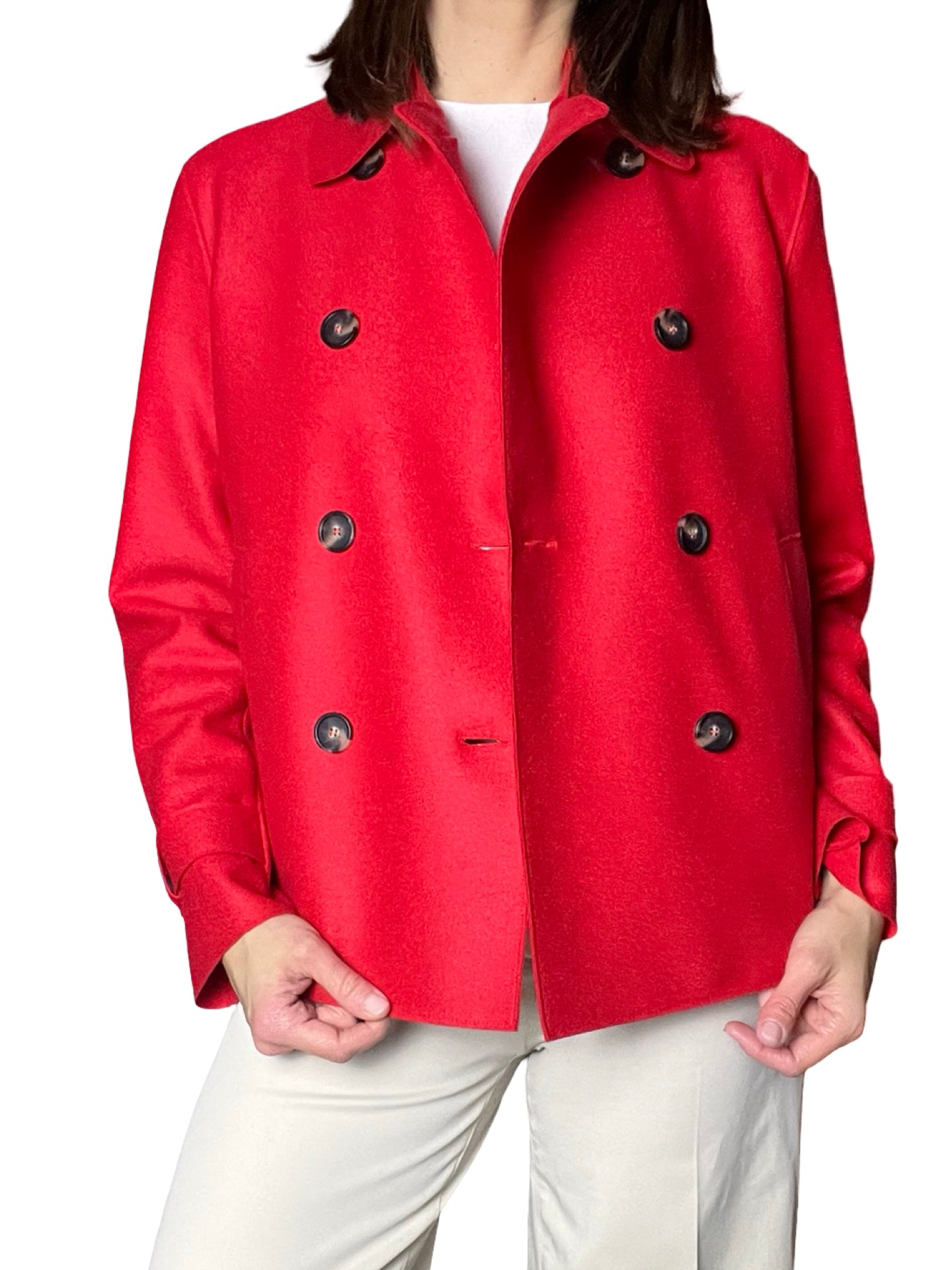 Harris Wharf London Trench Red Wool Jacket