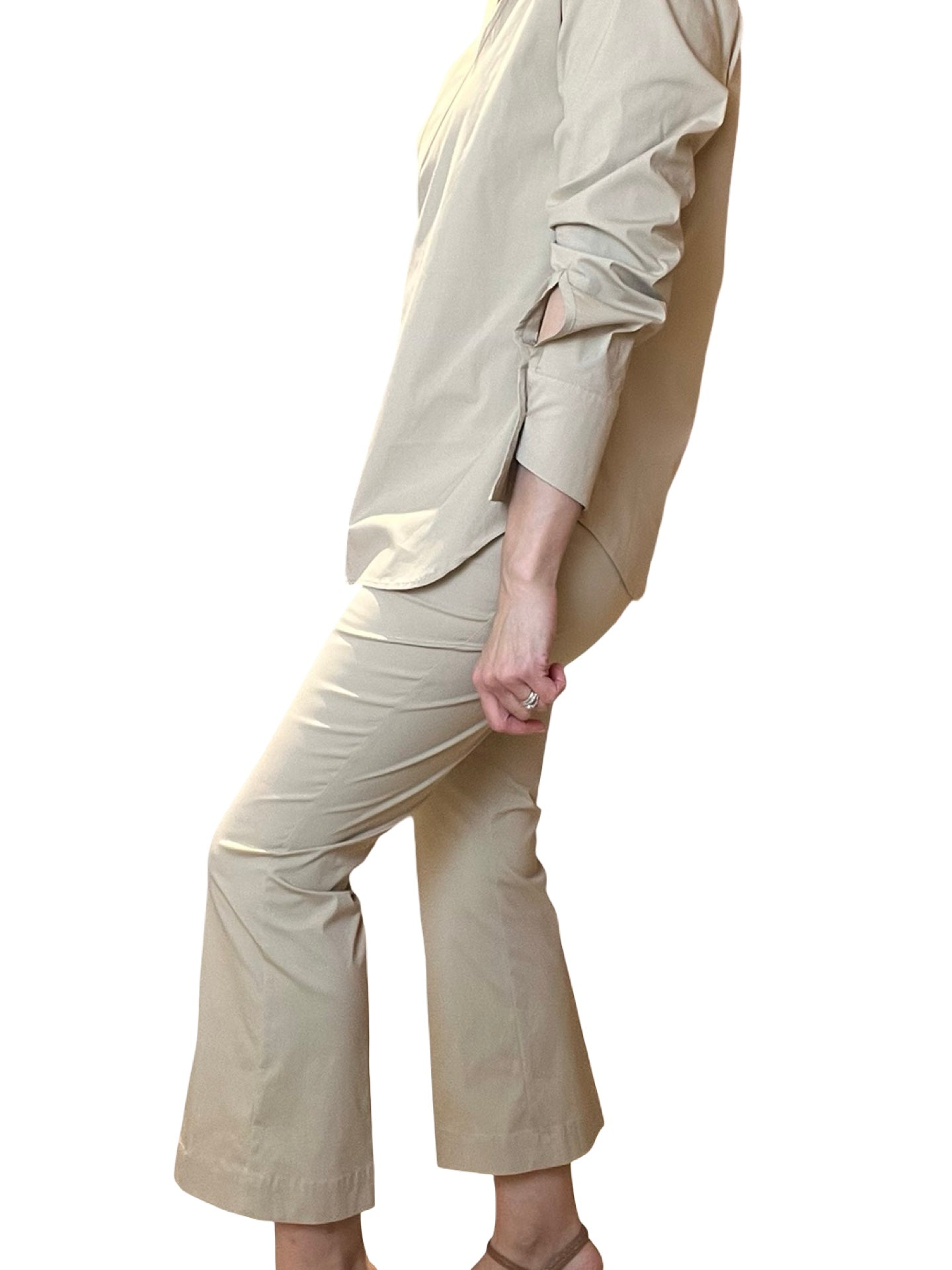 Pantalon évasé léger en popeline Conti