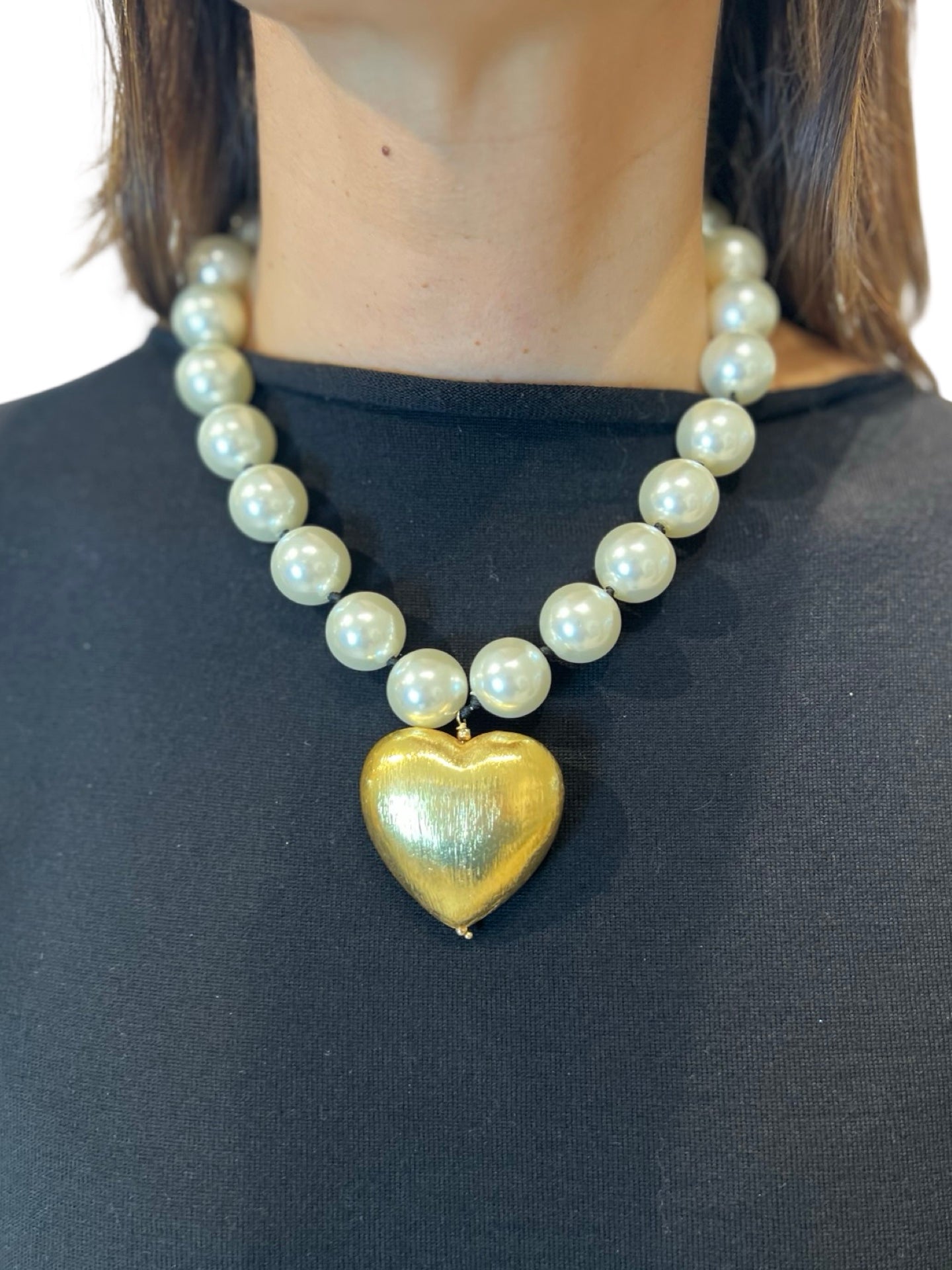 Fabrizio Marcantelli Golden Heart Pearl Necklace