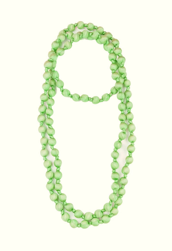 Il Baco Da Seta Perico Green Silk Ball Necklace 6.4