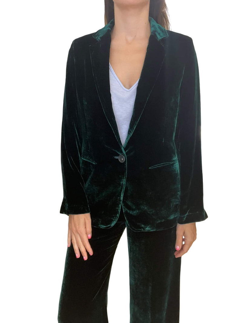 Diega Velvet Button Blazer