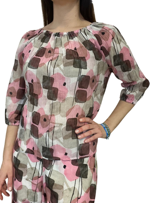 Whyci Printed Blouse with Rubber Neck