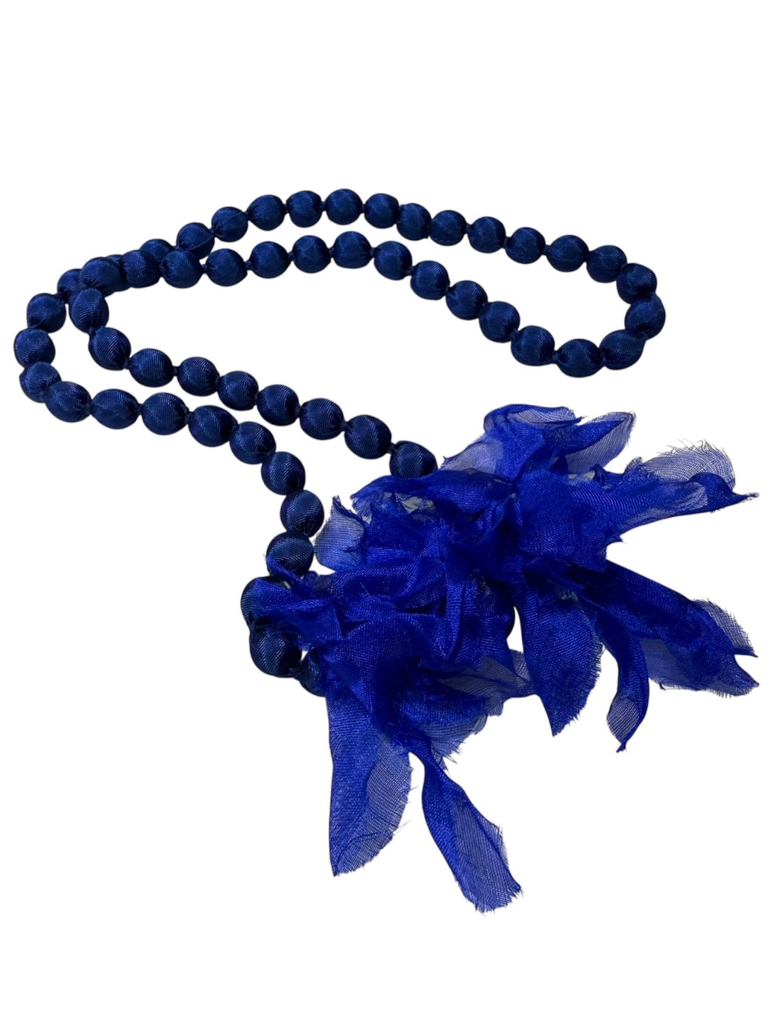 Collana Il Baco Da Seta Sfere di seta Doan fiore blu