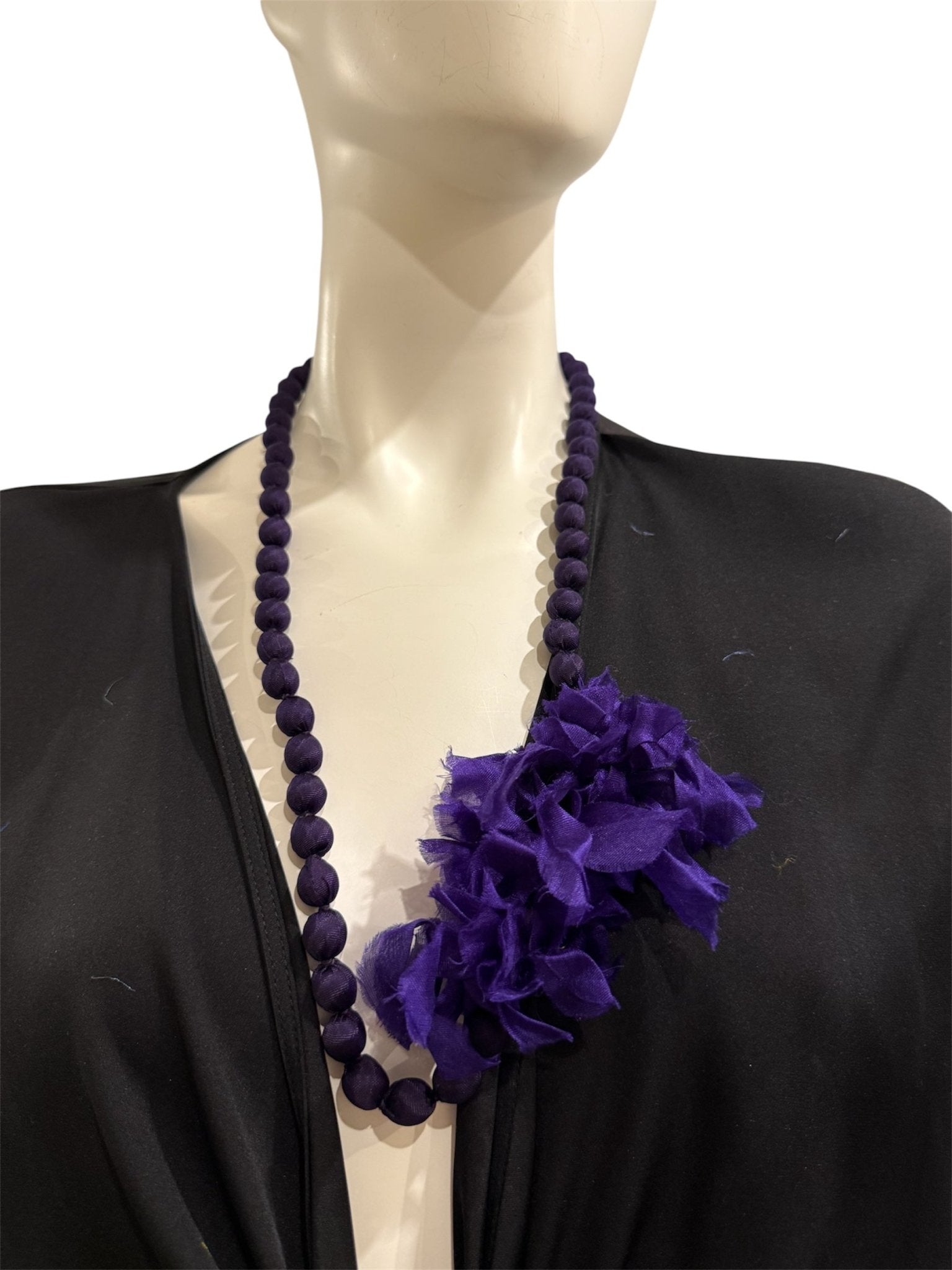 Collana Il Baco Da Seta Sfere Di Seta Doan Fiore Di Melanzana