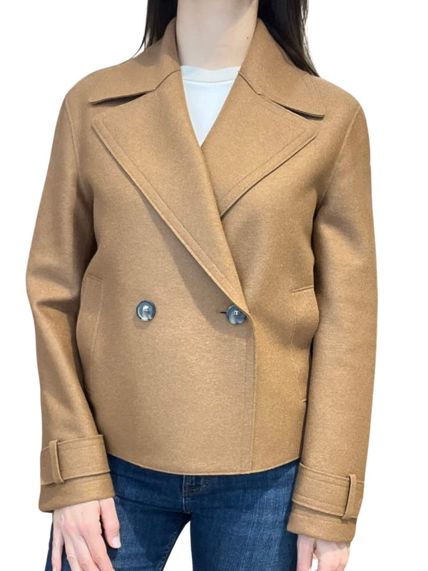 Harris Wharf London Short Double Breasted Toffee Wool Jacket