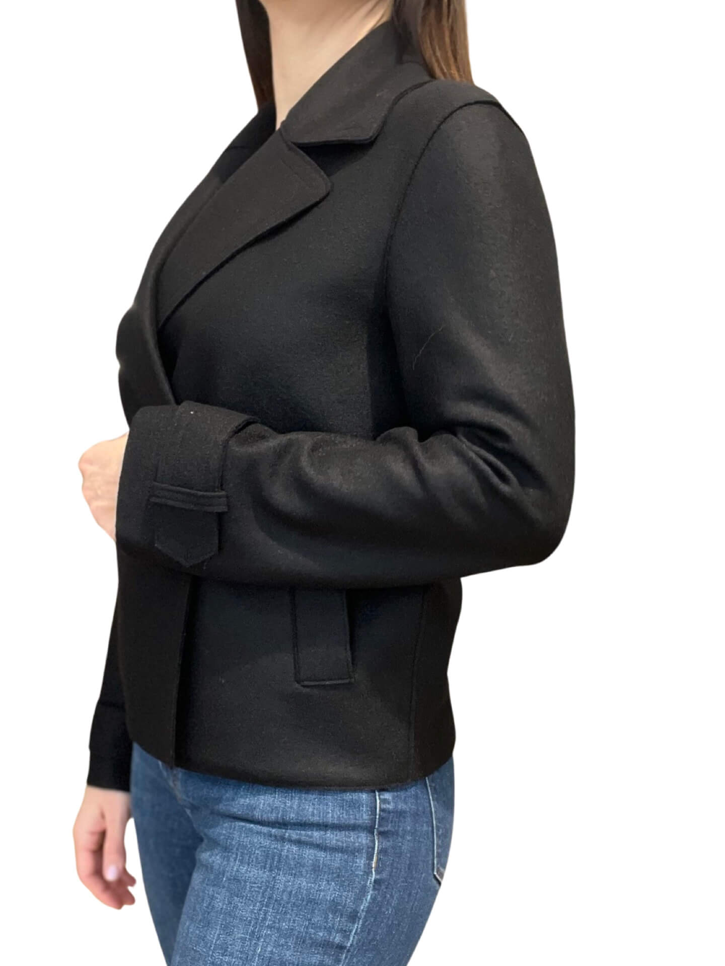 Chaqueta Harris Wharf London  Cruzada Corta Lana Negra