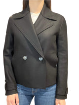 Harris Wharf London Short Double Breasted Black Wool Jacket