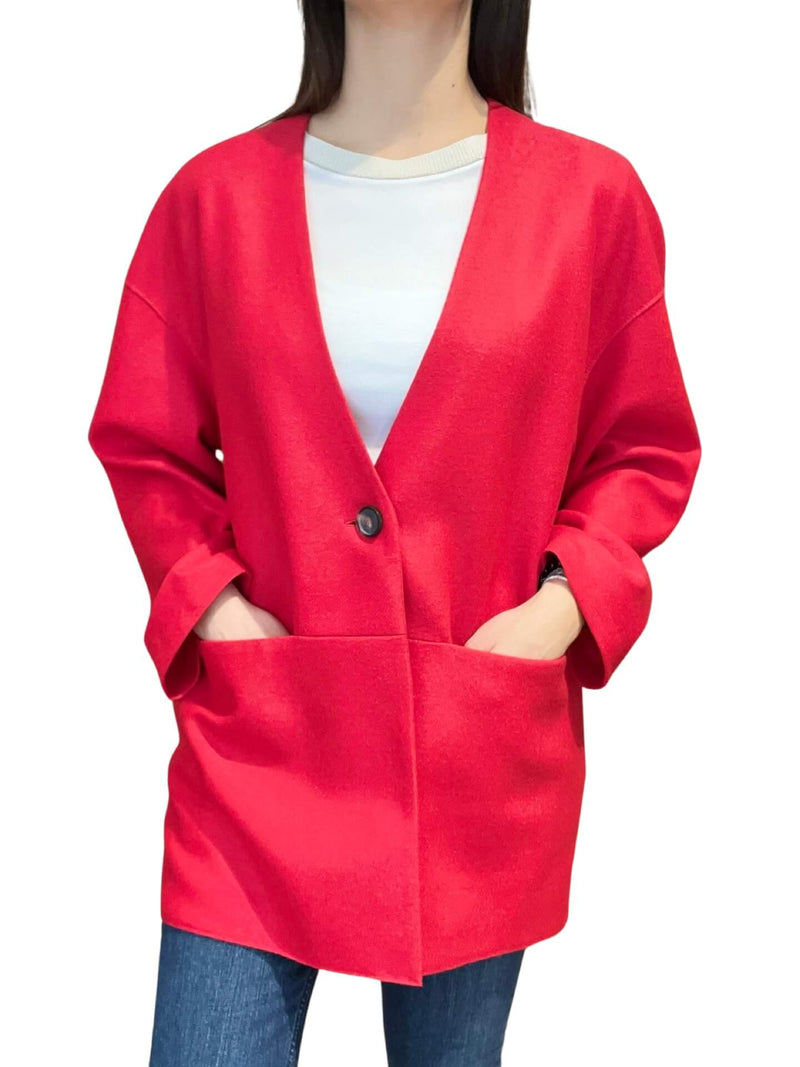 Harris Wharf London Long Wool Jacket Red