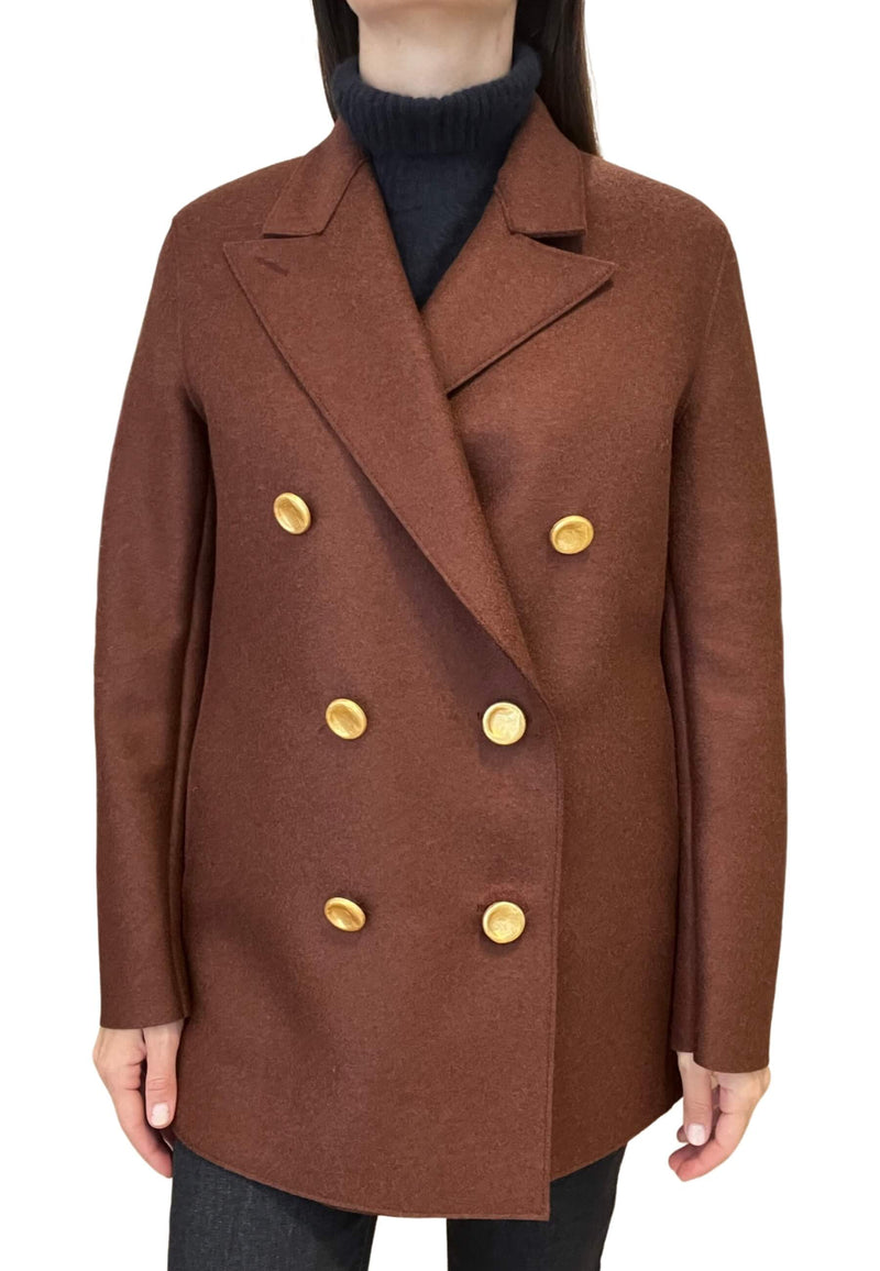 Harris Wharf London Coat with Gold Buttons Cognac