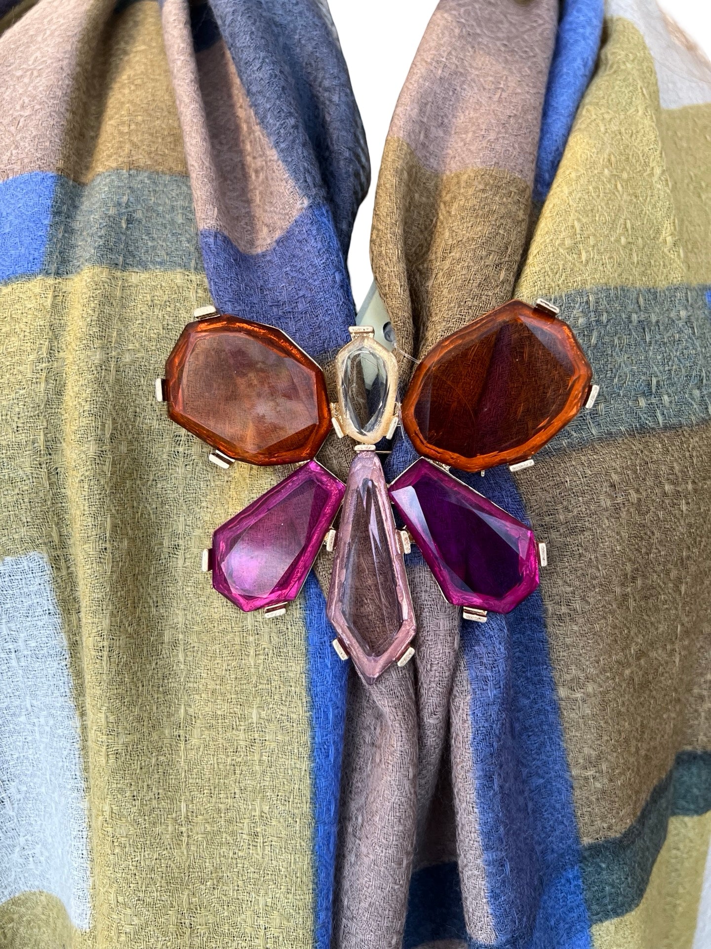 Broche Il Baco Da Seta Mariposa Cristales Violeta