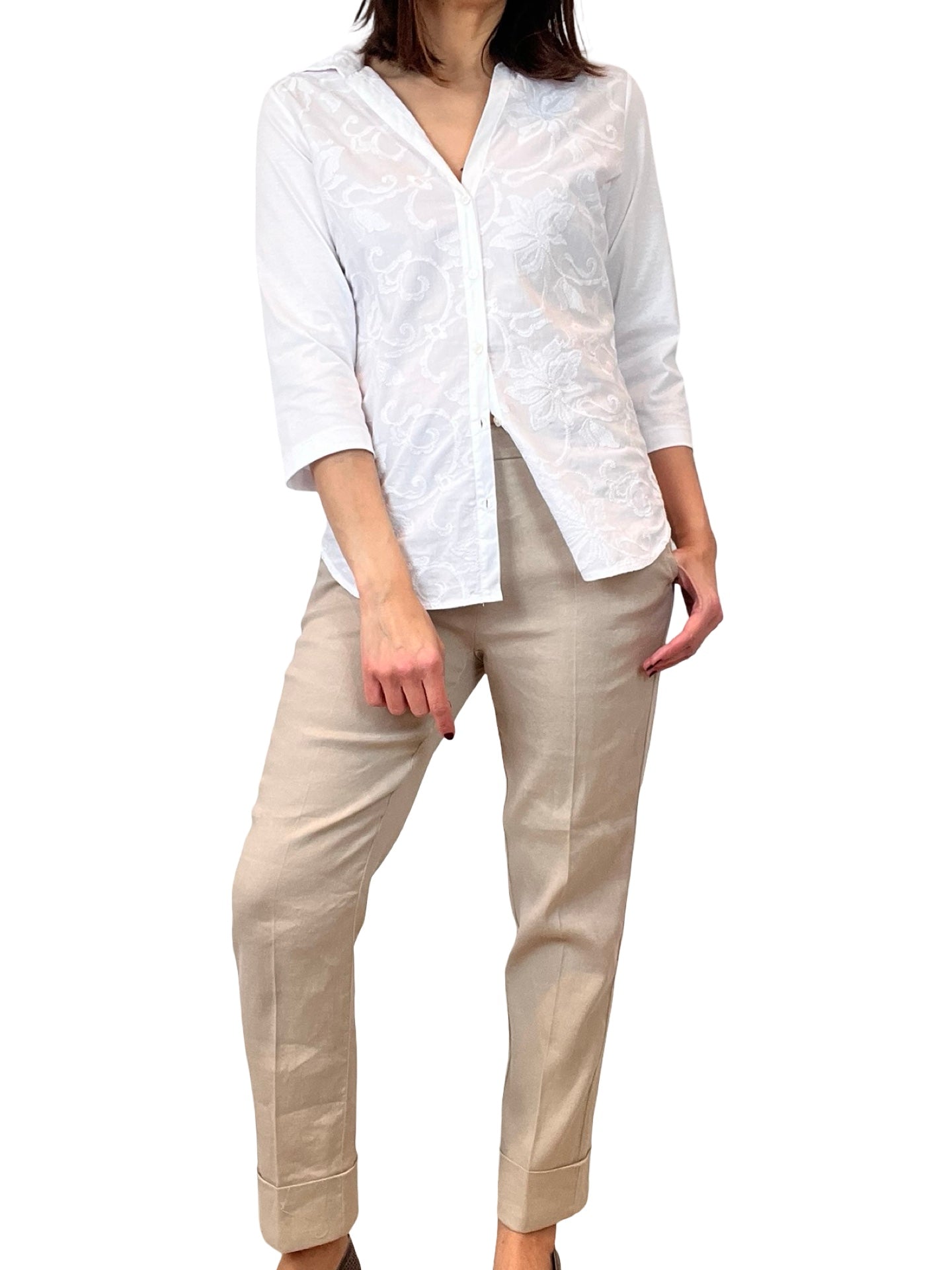 Camisa Whyci Milano Manga Francesa Bordada